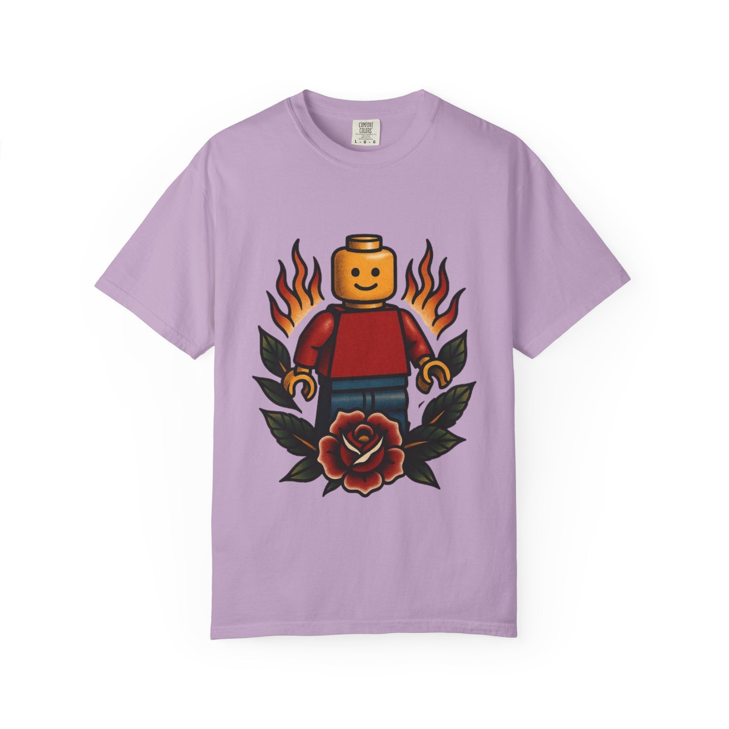 Lego Flame Rose Tattoo Tee – Comfort Colors Unisex Garment-Dyed T-Shirt