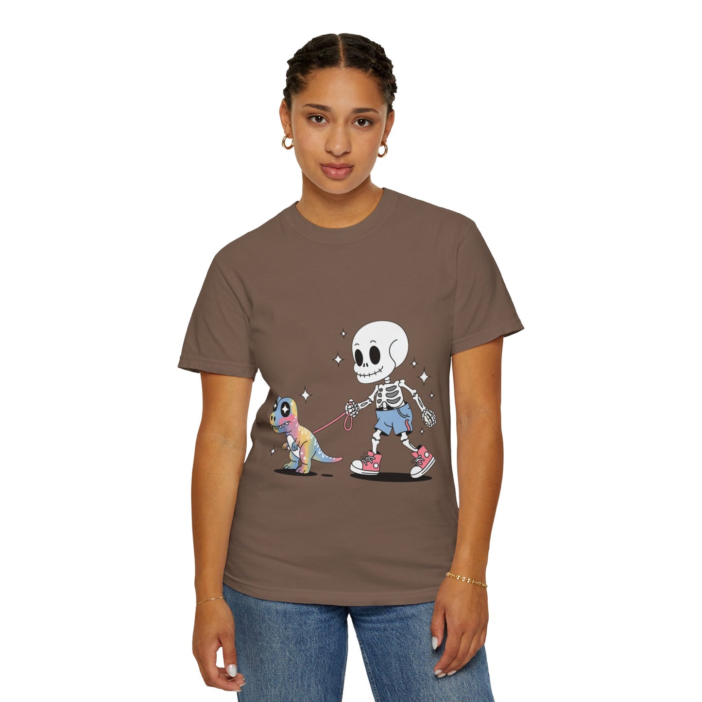 Dino Walk Tee – Skeleton Walking Rainbow Dinosaur Shirt