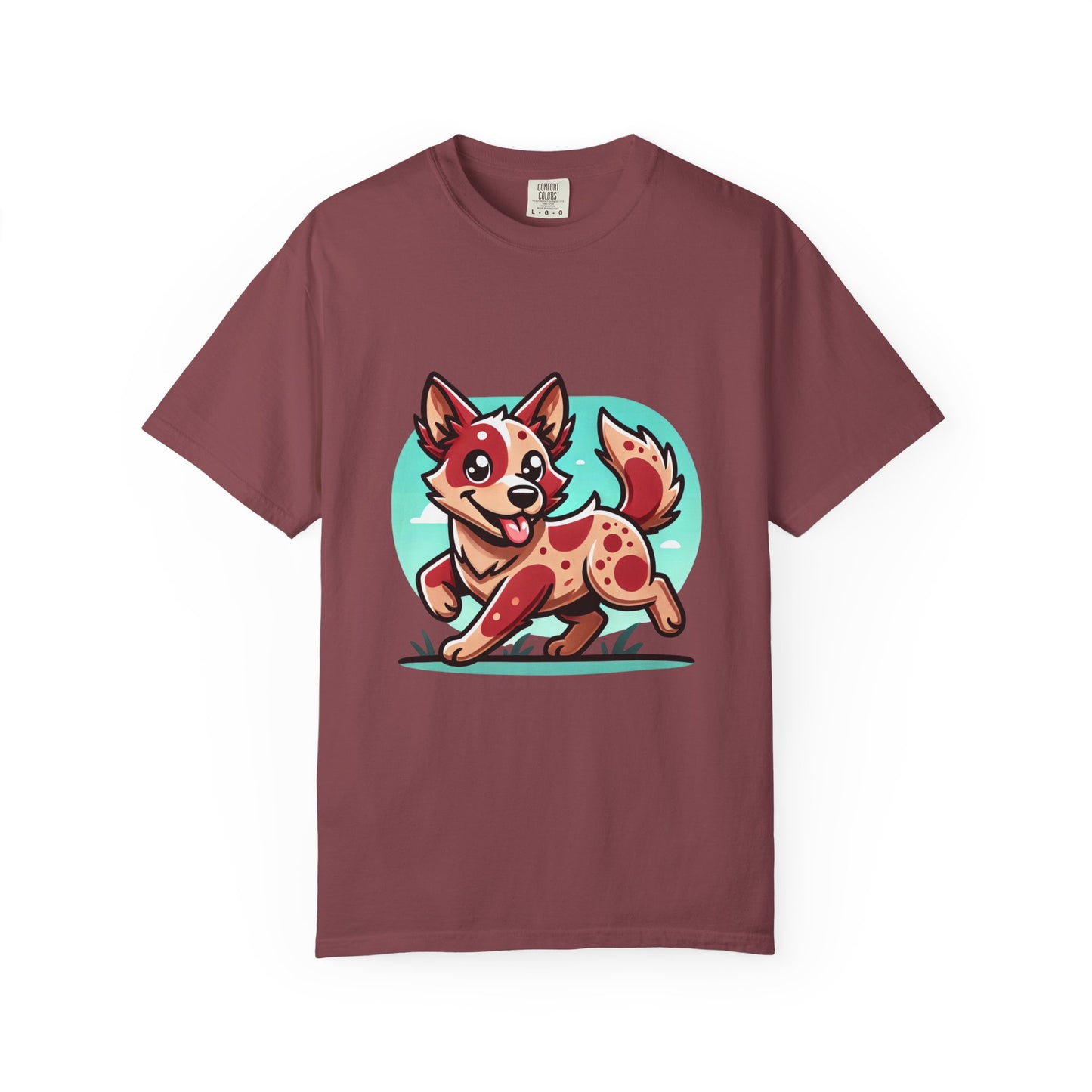 Playful Red Heeler Cartoon Dog T-Shirt – Comfort Colors Unisex Garment-Dyed Tee