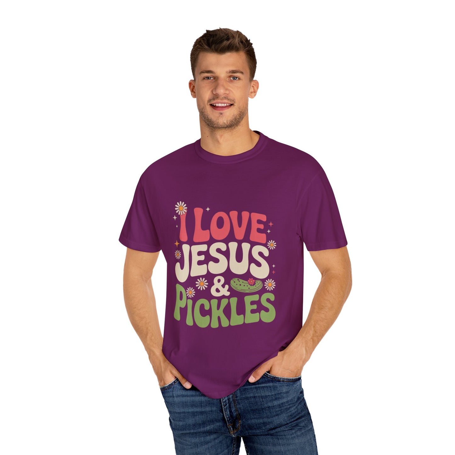 I Love Jesus & Pickles Tee – Faith Meets Flavor Comfort Colors T-Shirt