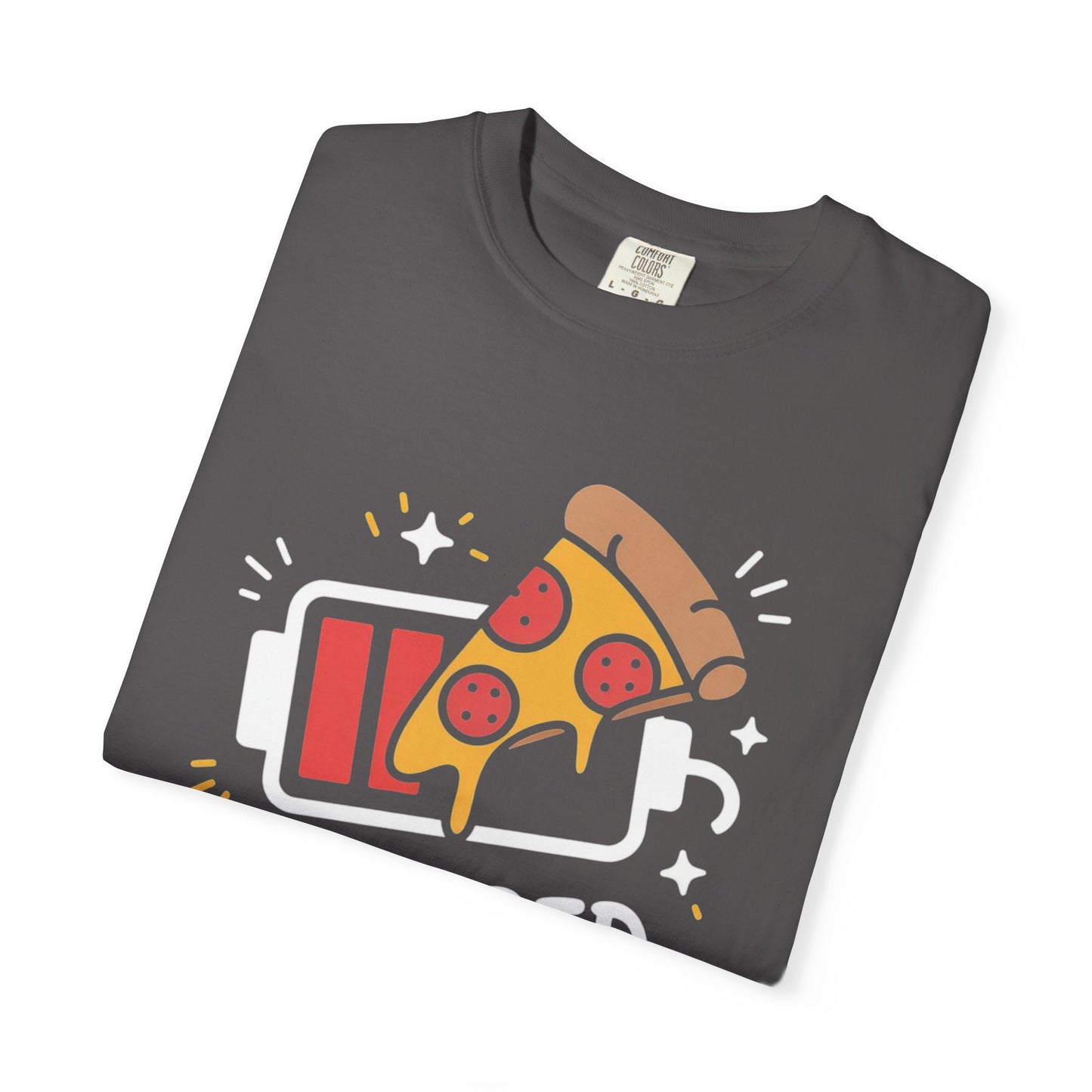 Comfort Colors Unisex Garment-Dyed T-Shirt | “Powered by Pizza” Funny Pizza Lover Graphic Tee