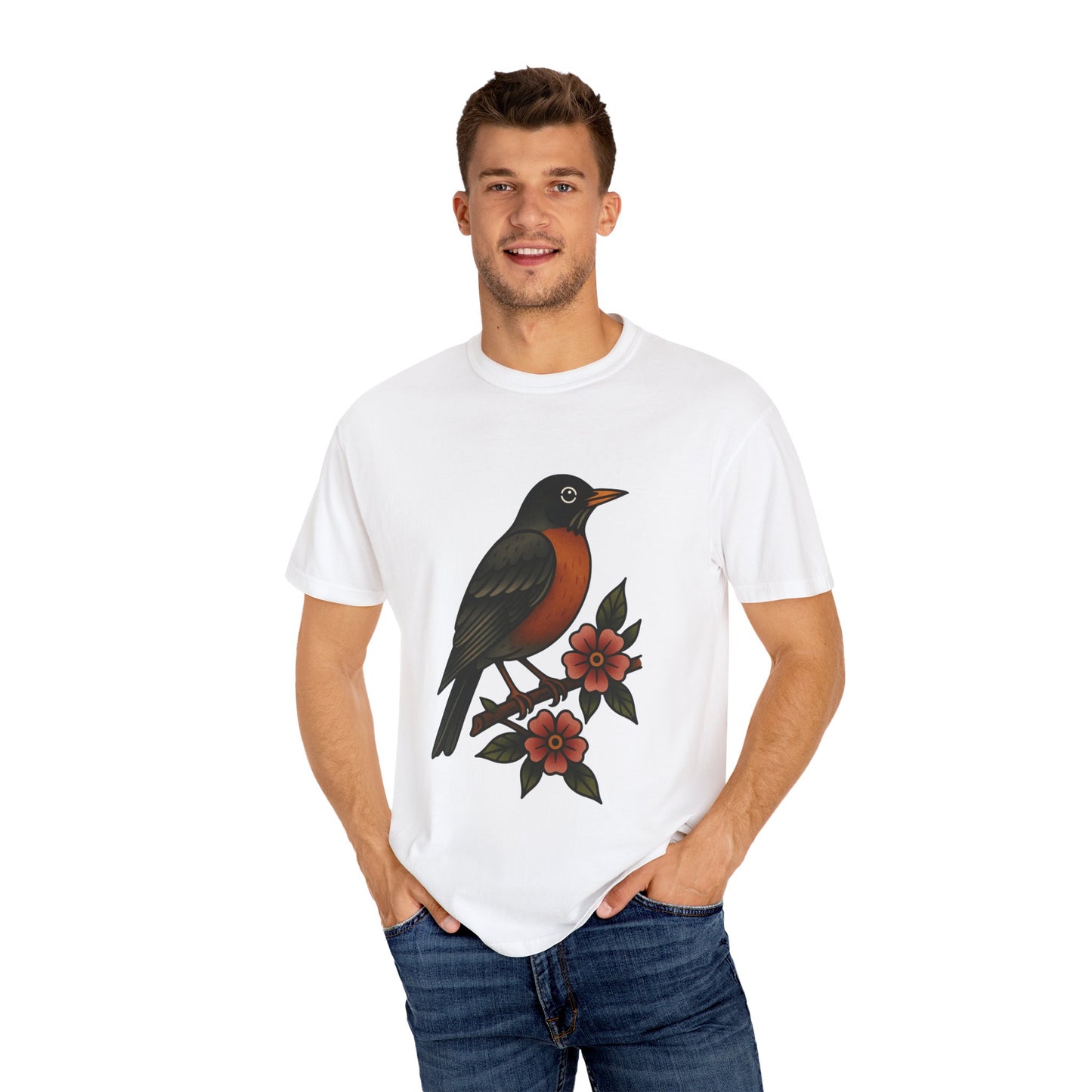 Robin & Wildflower Tattoo Tee – Comfort Colors Unisex Garment-Dyed T-Shirt