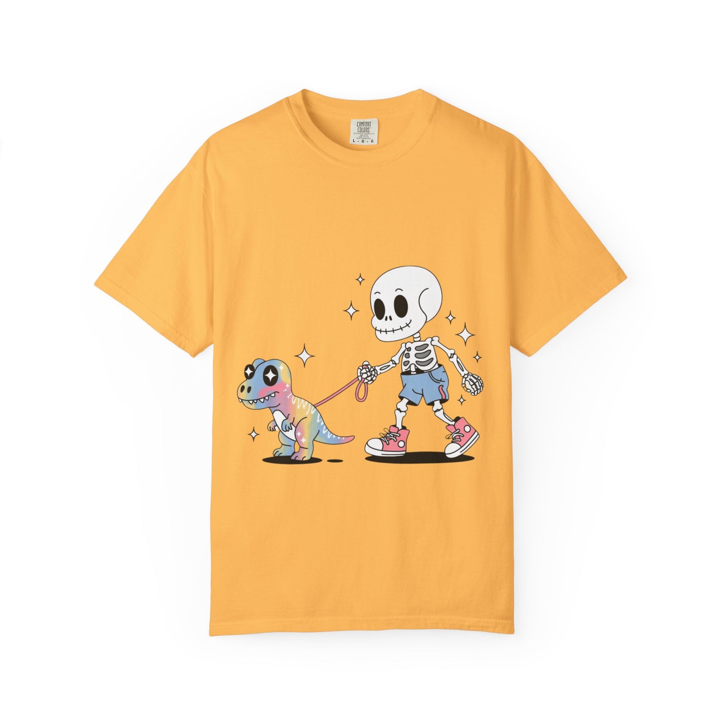 Dino Walk Tee – Skeleton Walking Rainbow Dinosaur Shirt