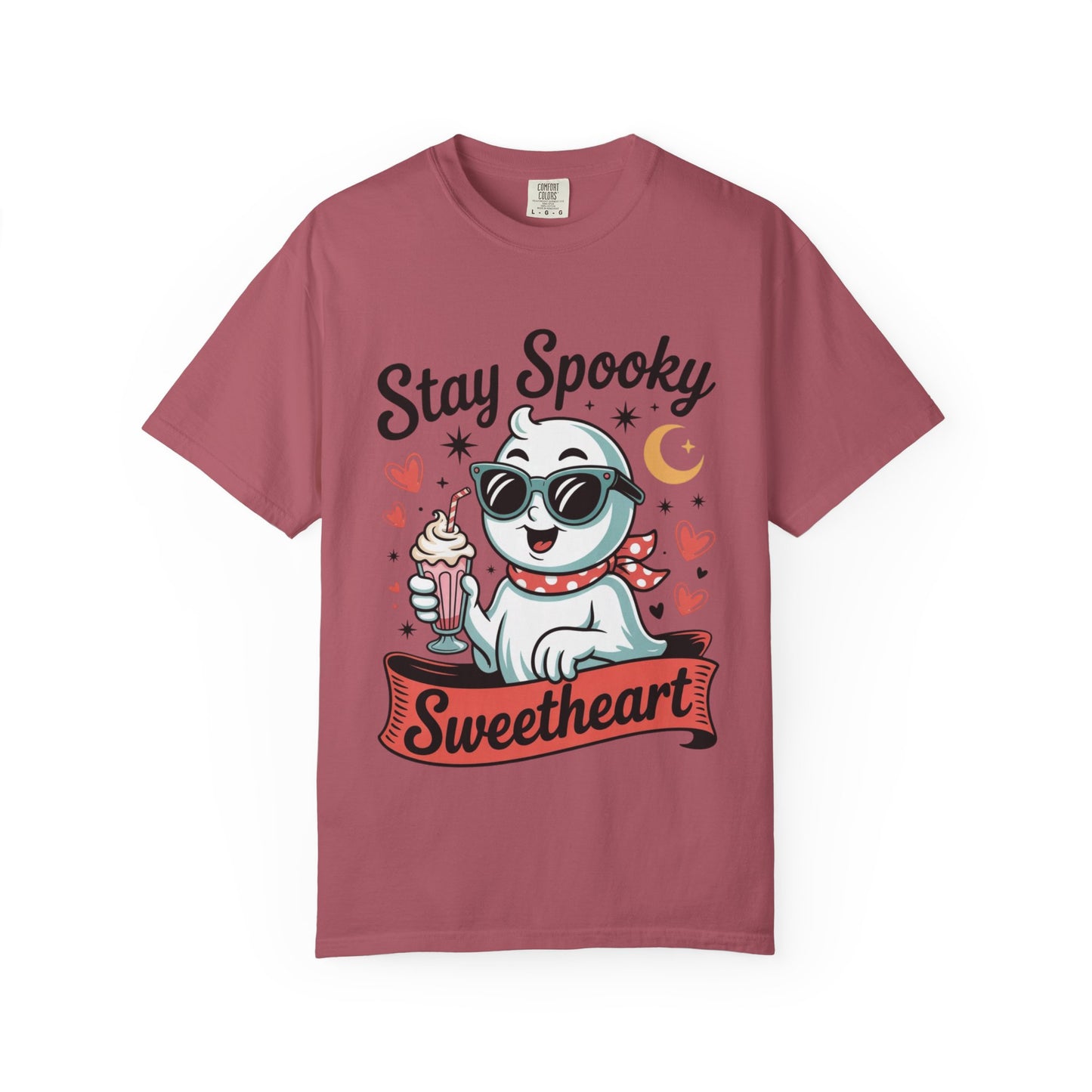 Stay Spooky Sweetheart Tee – Retro Ghost Milkshake Comfort Colors T-Shirt