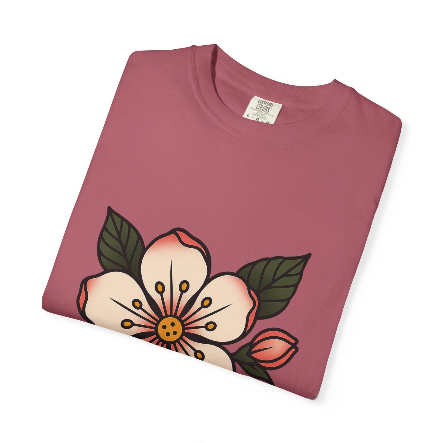 Traditional Blossom Tattoo Tee – Comfort Colors Unisex Garment-Dyed T-Shirt