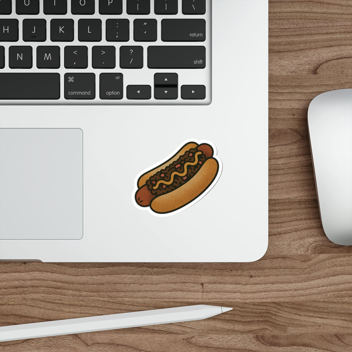 Chili Dog with Mustard Sticker – Tattoo Style Food Vinyl Decal