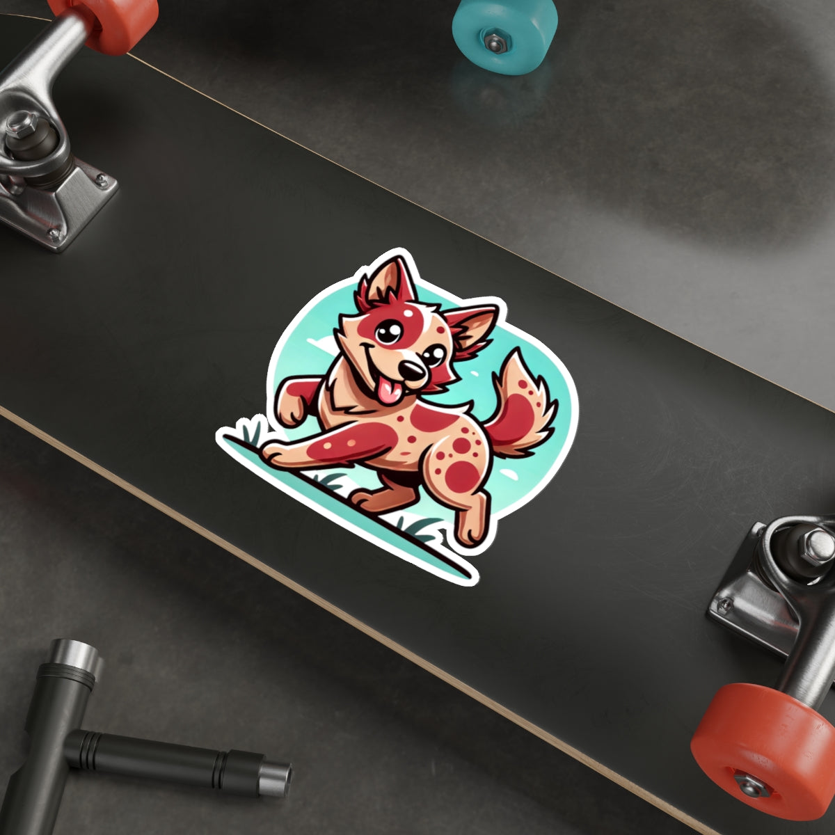 Red Heeler Cartoon Sticker – Cute Australian Cattle Dog Vinyl Decal