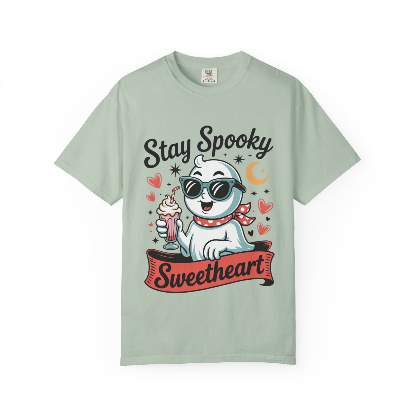 Stay Spooky Sweetheart Tee – Retro Ghost Milkshake Comfort Colors T-Shirt