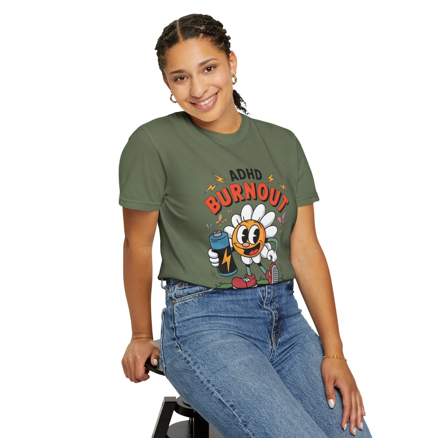 ADHD Burnout Social Club Tee – Funny Retro Flower Character Shirt