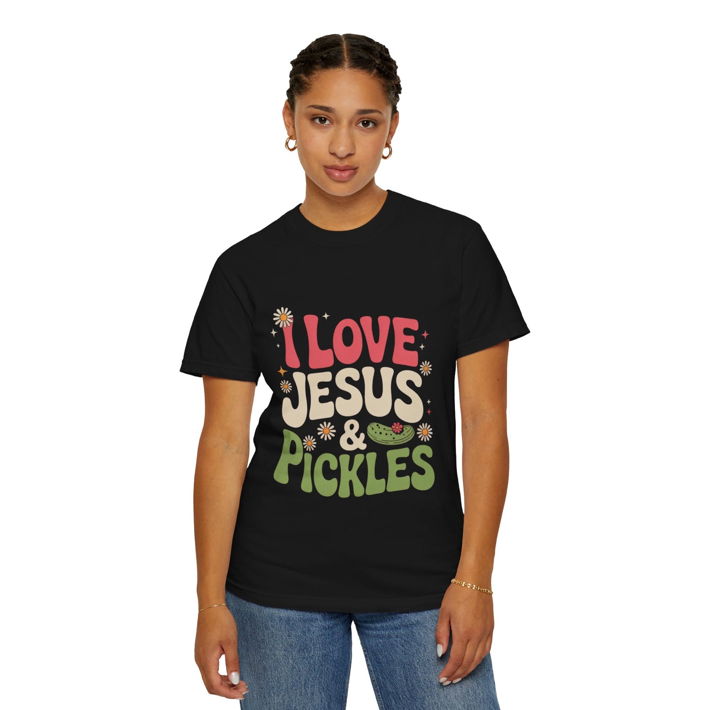 I Love Jesus & Pickles Tee – Faith Meets Flavor Comfort Colors T-Shirt