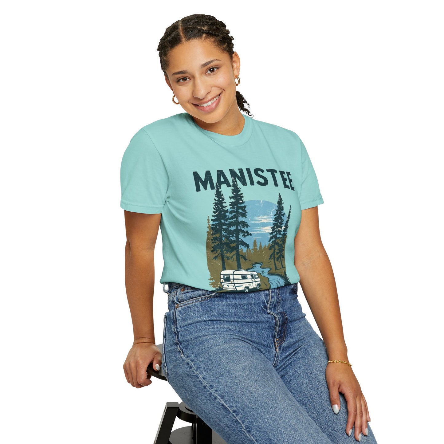 Manistee National Forest RV T-Shirt β Unisex Michigan Camping Tee with Trees & Camper Van Design