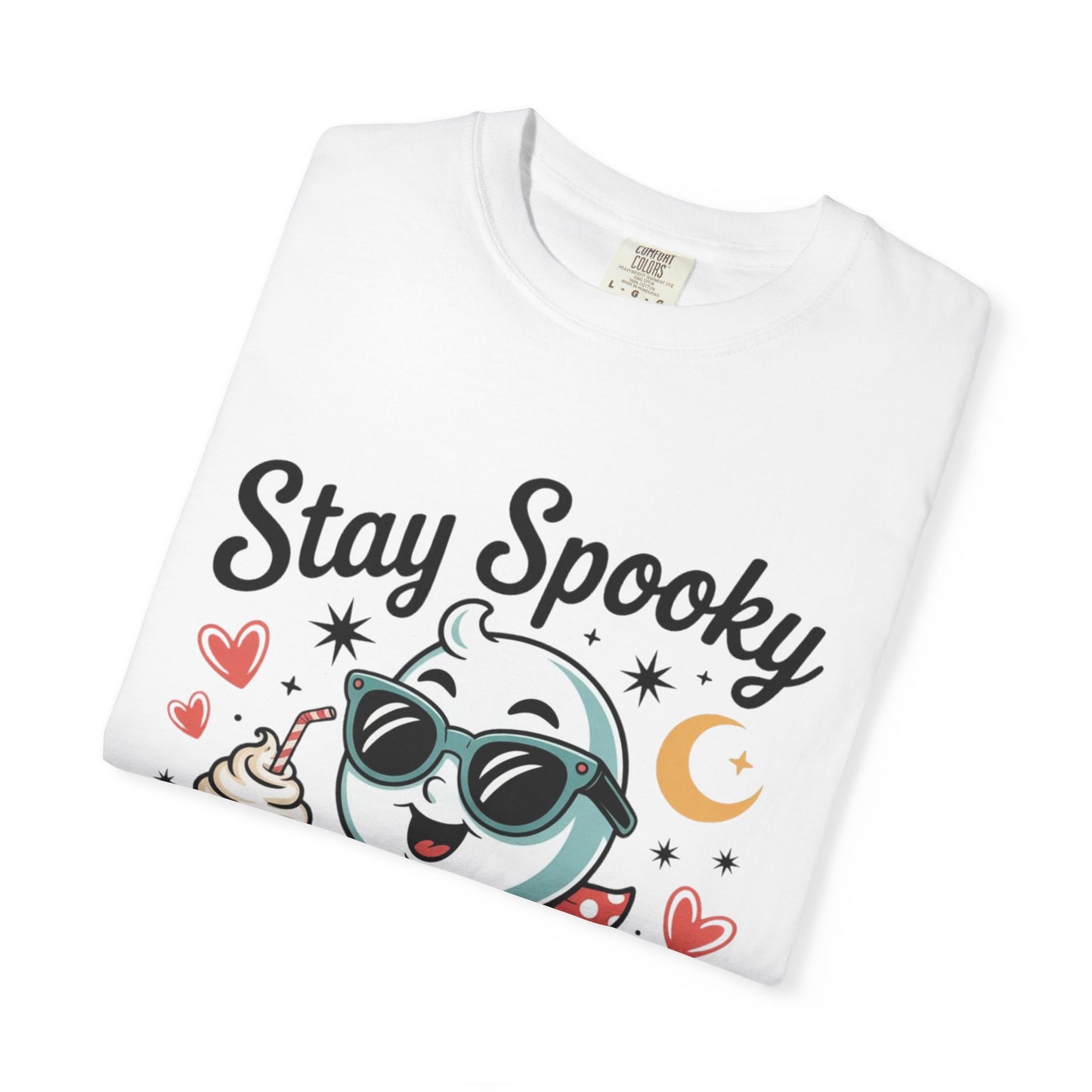 Stay Spooky Sweetheart Tee – Retro Ghost Milkshake Comfort Colors T-Shirt