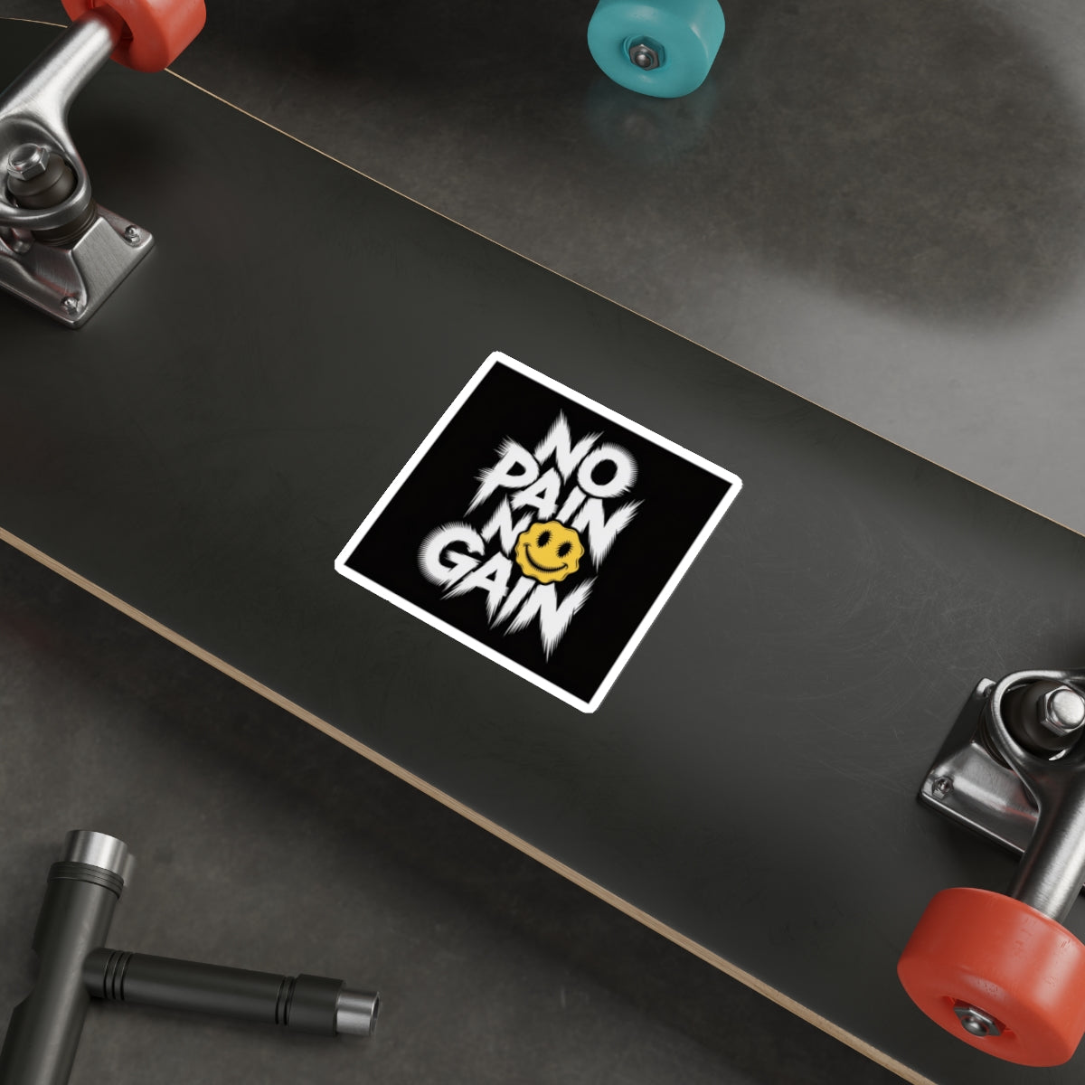 No Pain No Gain Smiley Sticker – Die-Cut Vinyl Sticker