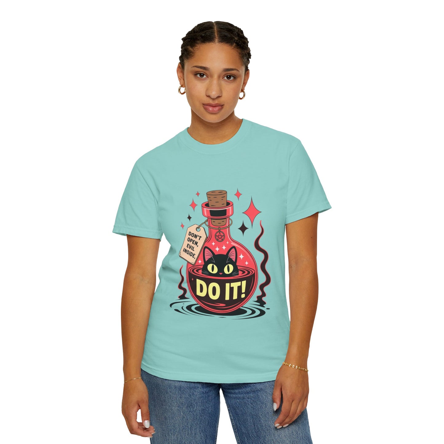 Evil Cat Potion Tee – Gothic Bottle Familiar Comfort Colors T-Shirt