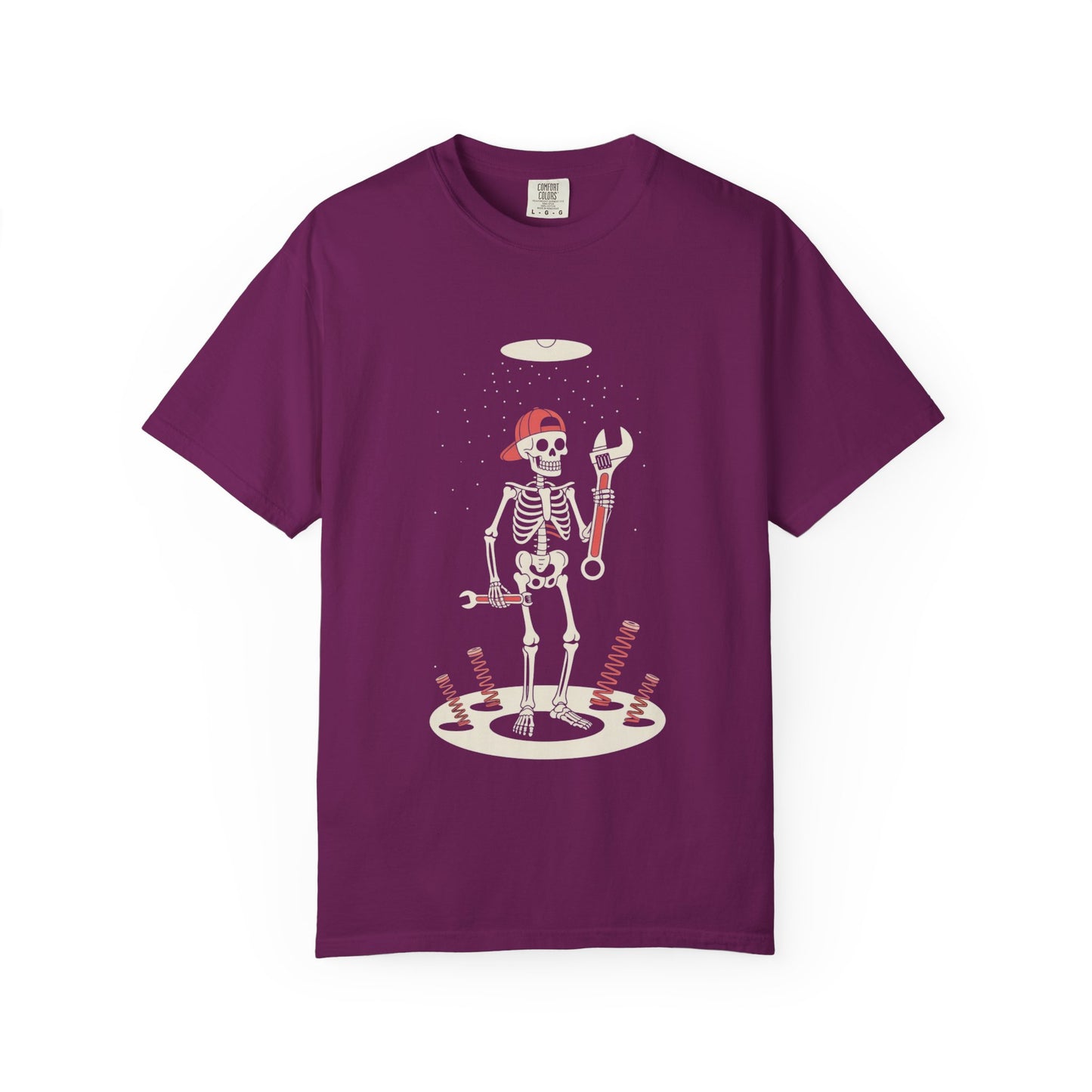 UFO Mechanic Skeleton Tee – Alien Abduction Fixer Shirt