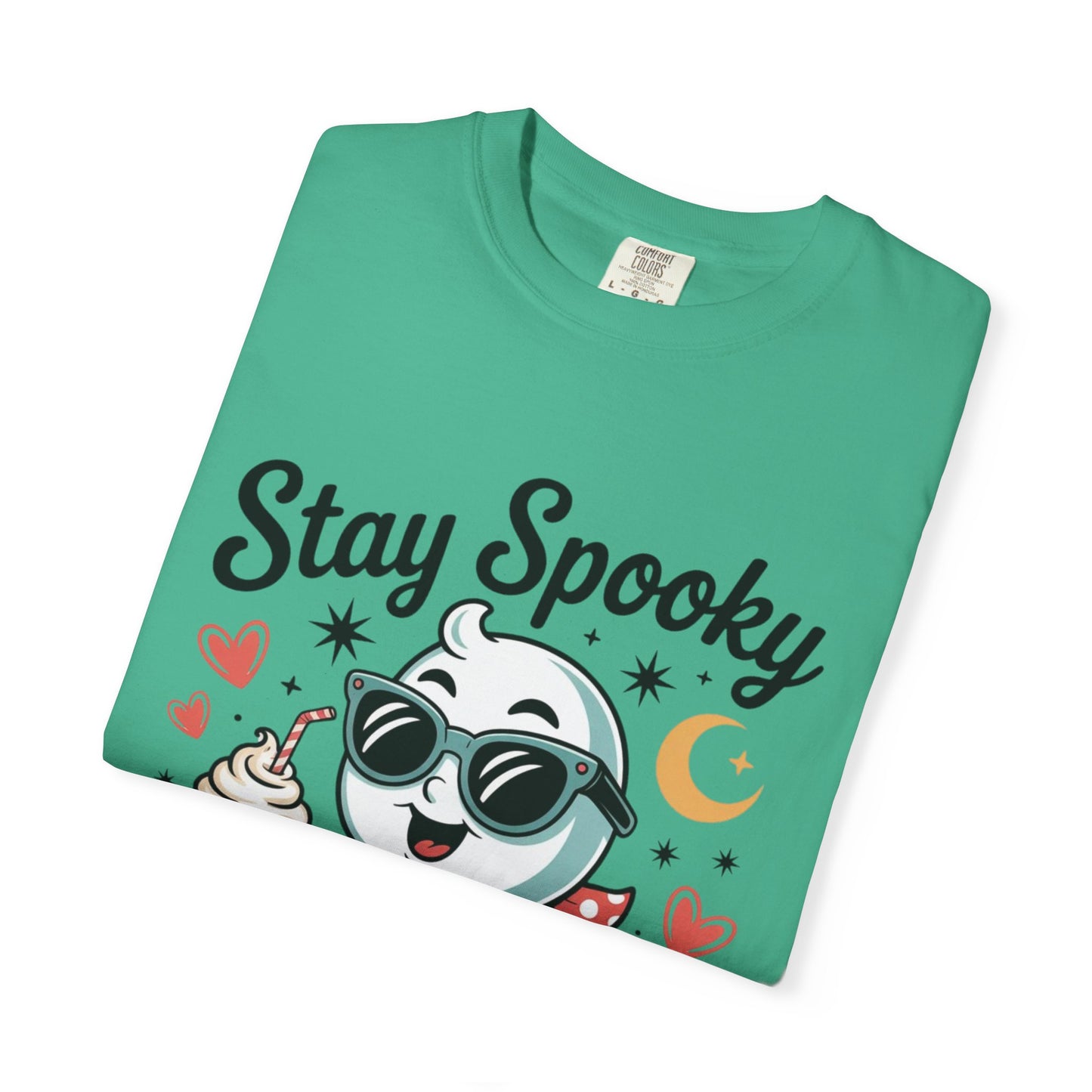 Stay Spooky Sweetheart Tee – Retro Ghost Milkshake Comfort Colors T-Shirt