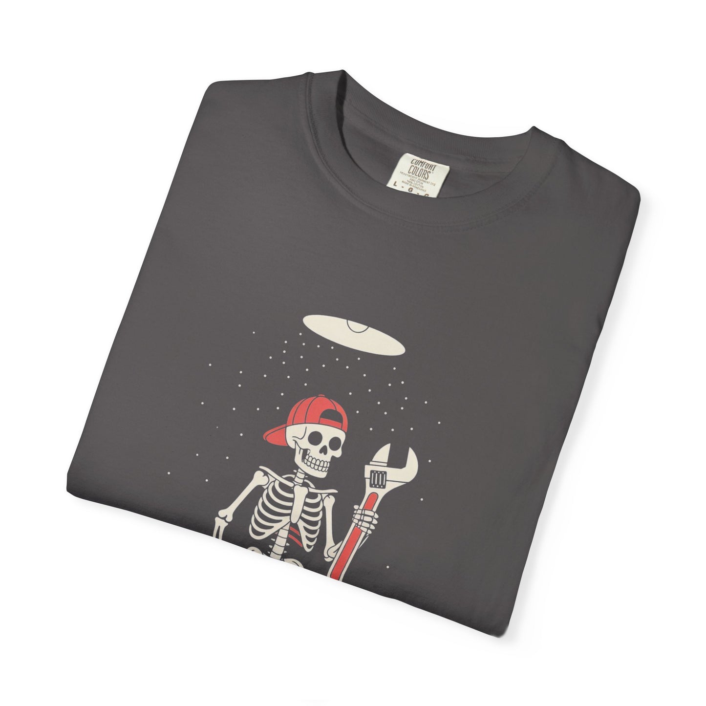 UFO Mechanic Skeleton Tee – Alien Abduction Fixer Shirt