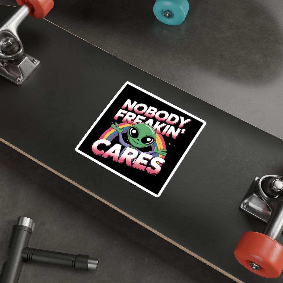 Nobody Freakin’ Cares Alien Sticker – Die-Cut Vinyl Sticker