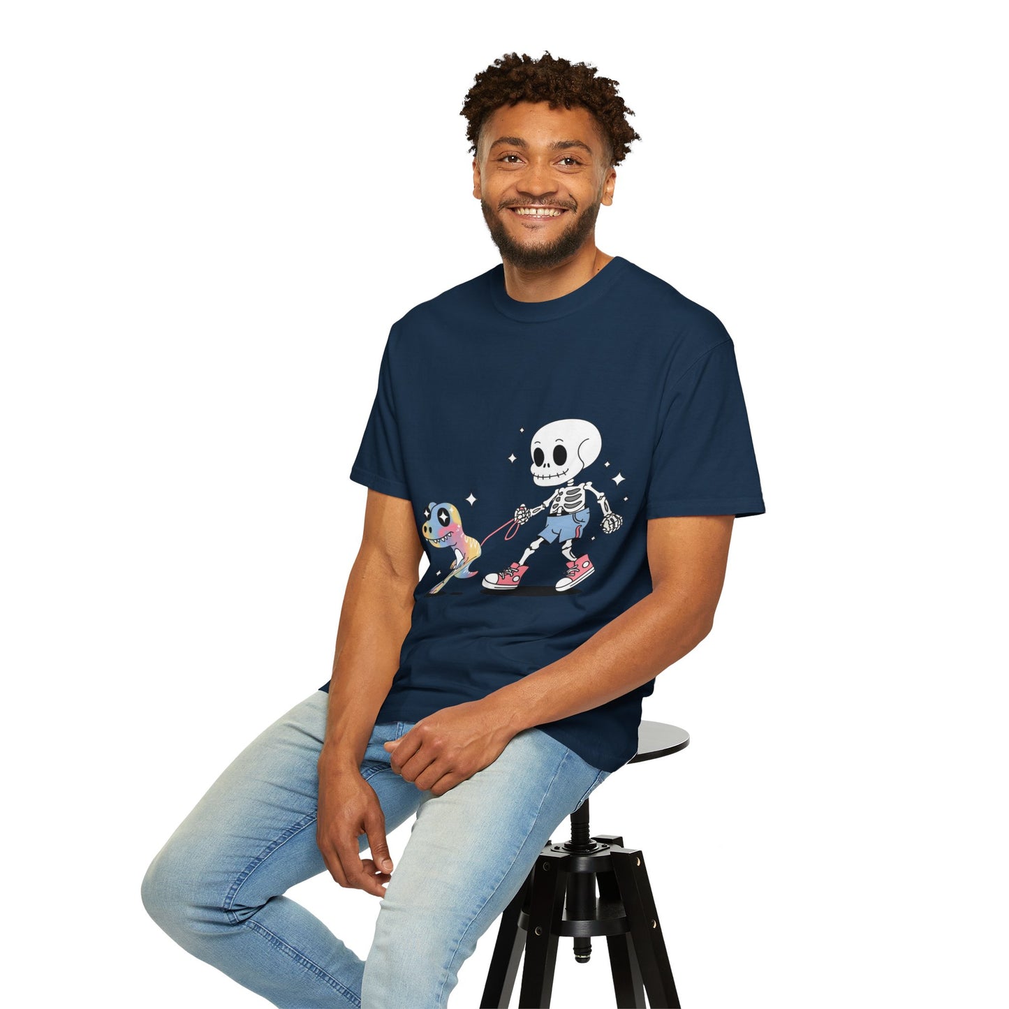 Dino Walk Tee – Skeleton Walking Rainbow Dinosaur Shirt