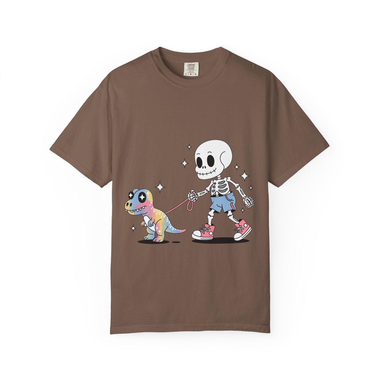 Dino Walk Tee – Skeleton Walking Rainbow Dinosaur Shirt