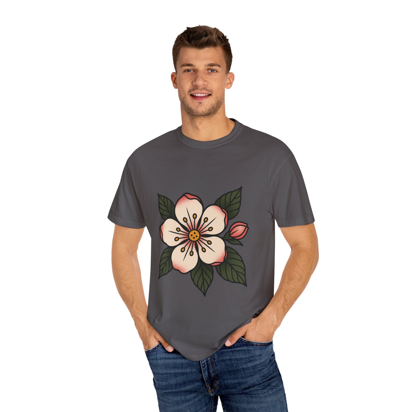 Traditional Blossom Tattoo Tee – Comfort Colors Unisex Garment-Dyed T-Shirt