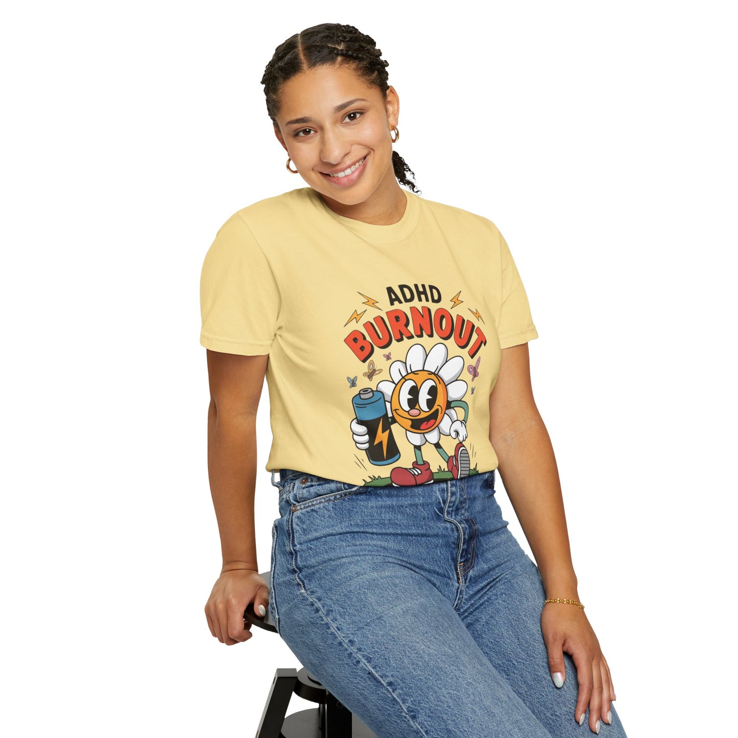 ADHD Burnout Social Club Tee – Funny Retro Flower Character Shirt