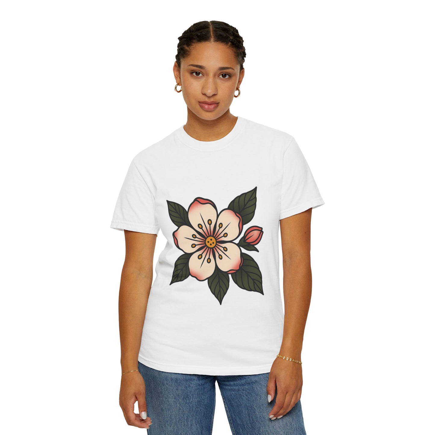Traditional Blossom Tattoo Tee – Comfort Colors Unisex Garment-Dyed T-Shirt