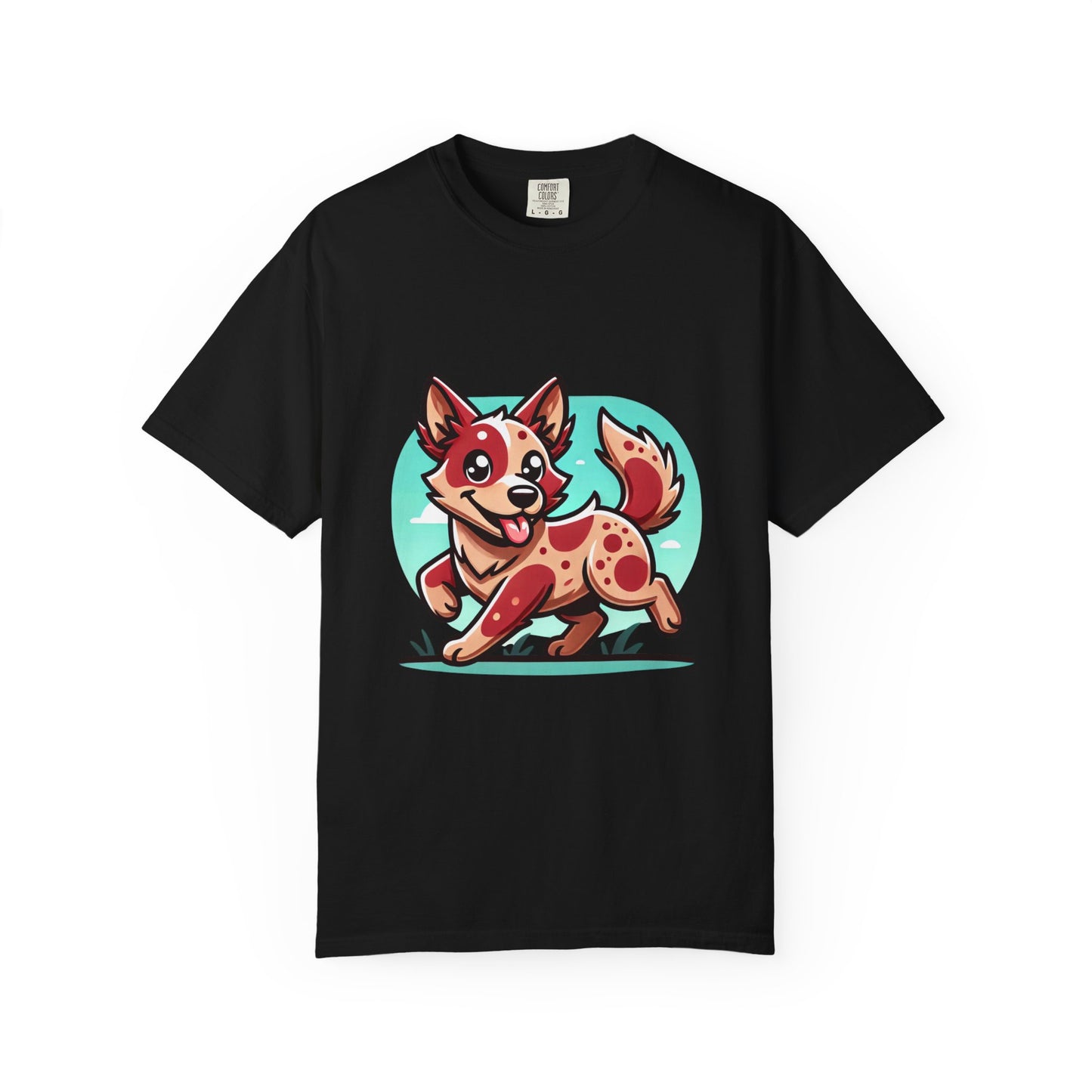 Playful Red Heeler Cartoon Dog T-Shirt – Comfort Colors Unisex Garment-Dyed Tee