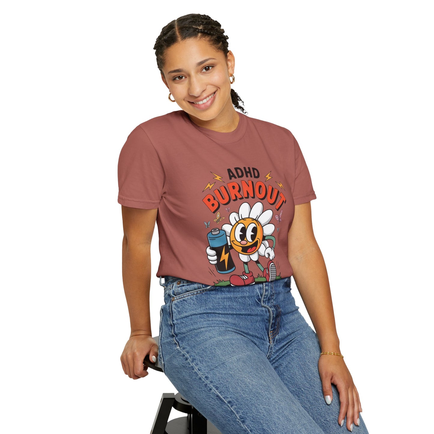 ADHD Burnout Social Club Tee – Funny Retro Flower Character Shirt