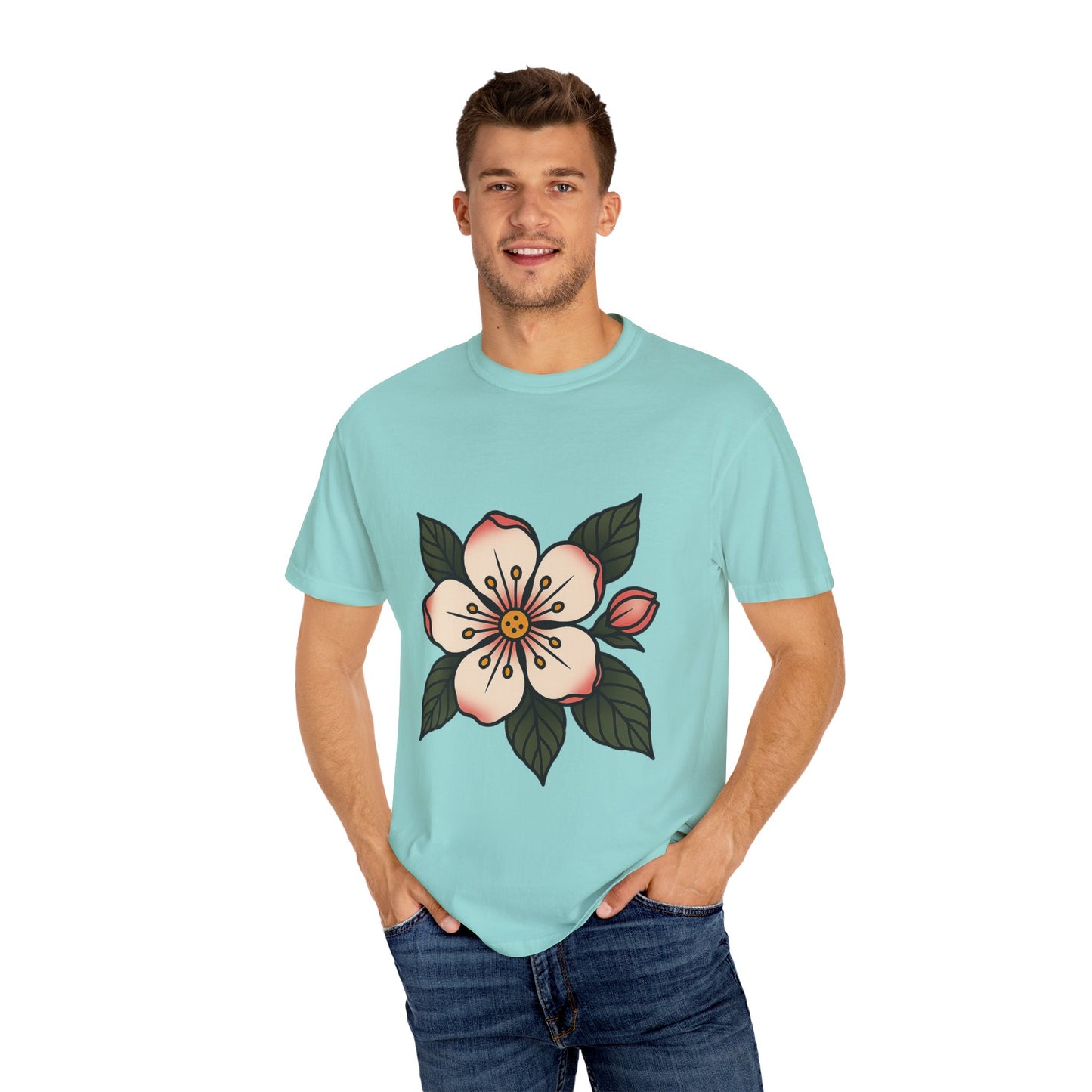 Traditional Blossom Tattoo Tee – Comfort Colors Unisex Garment-Dyed T-Shirt