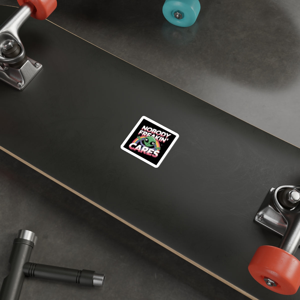 Nobody Freakin’ Cares Alien Sticker – Die-Cut Vinyl Sticker