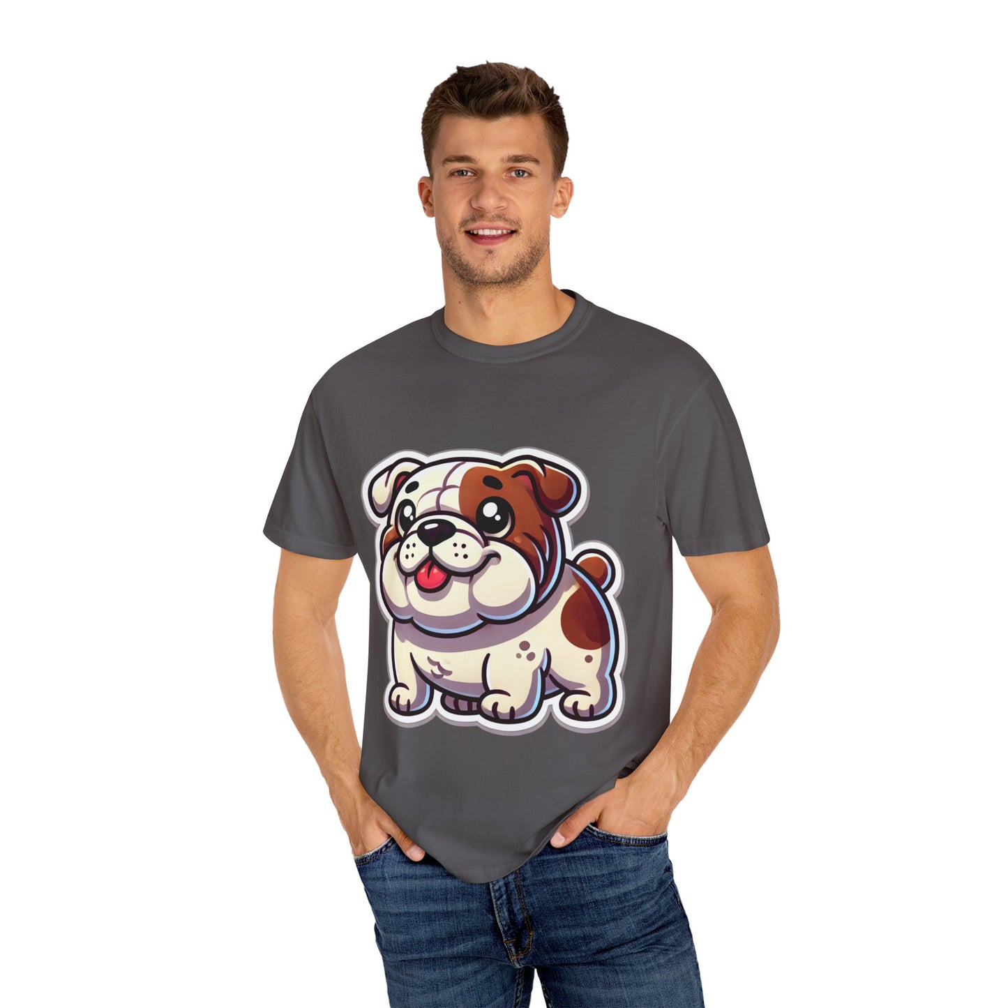 Cute English Bulldog Cartoon T-Shirt – Comfort Colors Unisex Garment-Dyed Tee