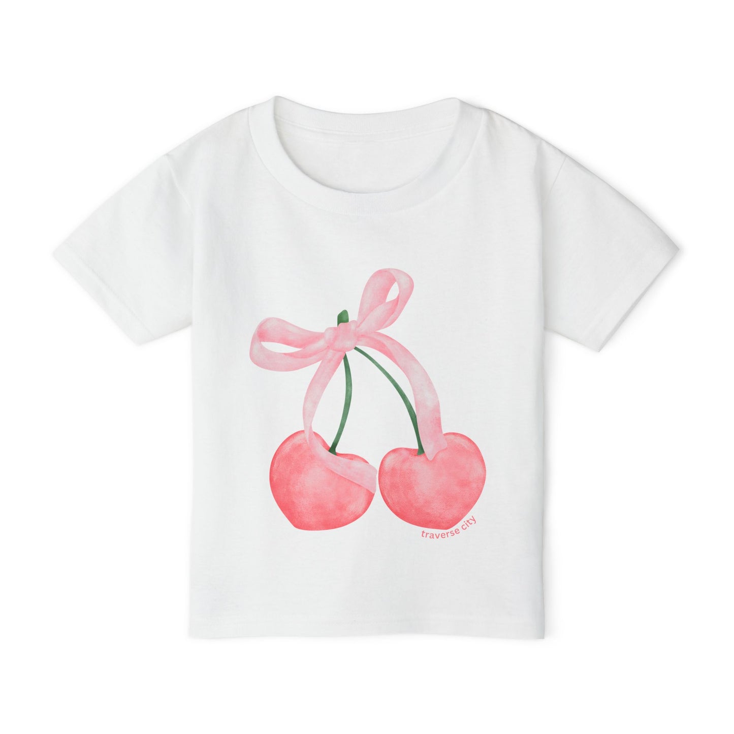 Traverse City Toddler T-Shirt β Cute Cherry & Bow Michigan Shirt for Girls, Northern Michigan Gift