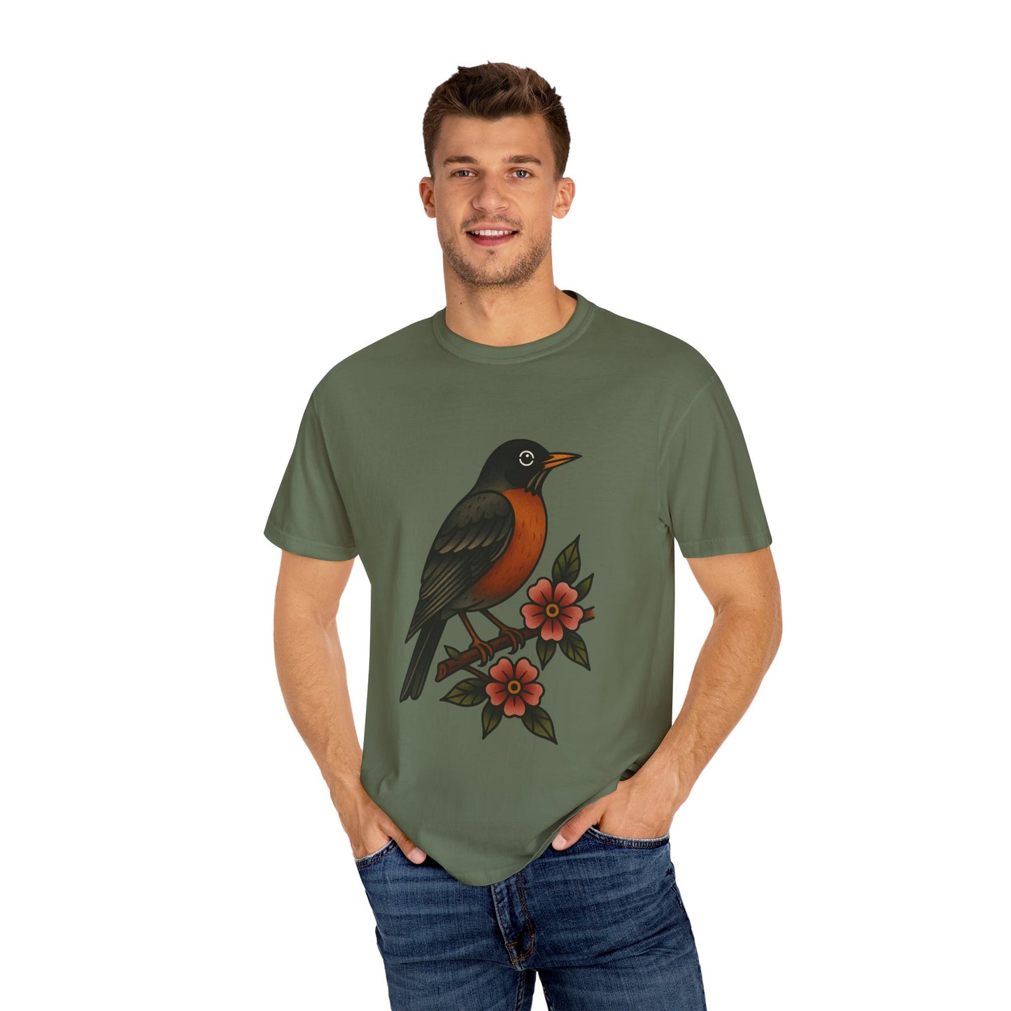 Robin & Wildflower Tattoo Tee – Comfort Colors Unisex Garment-Dyed T-Shirt