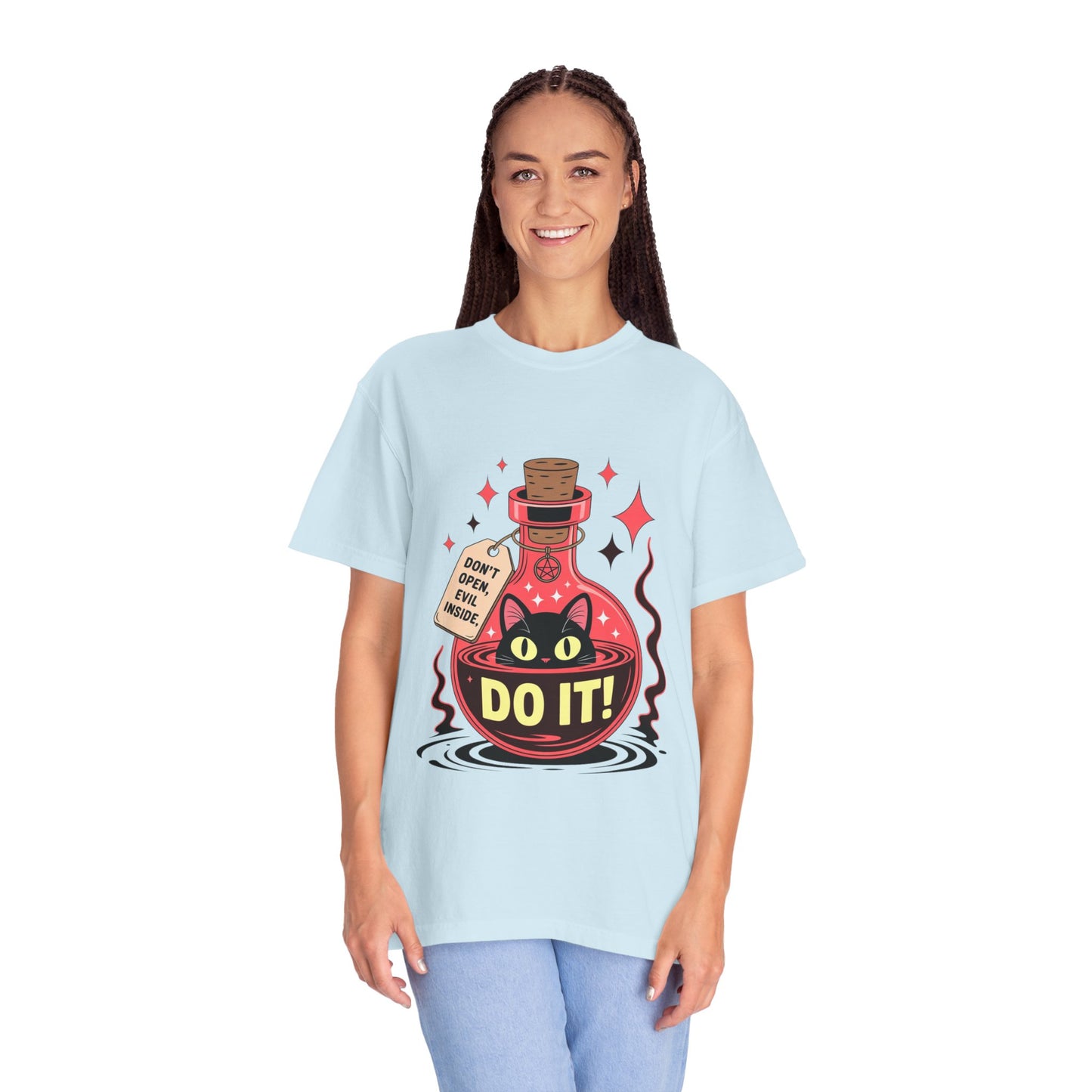 Evil Cat Potion Tee – Gothic Bottle Familiar Comfort Colors T-Shirt