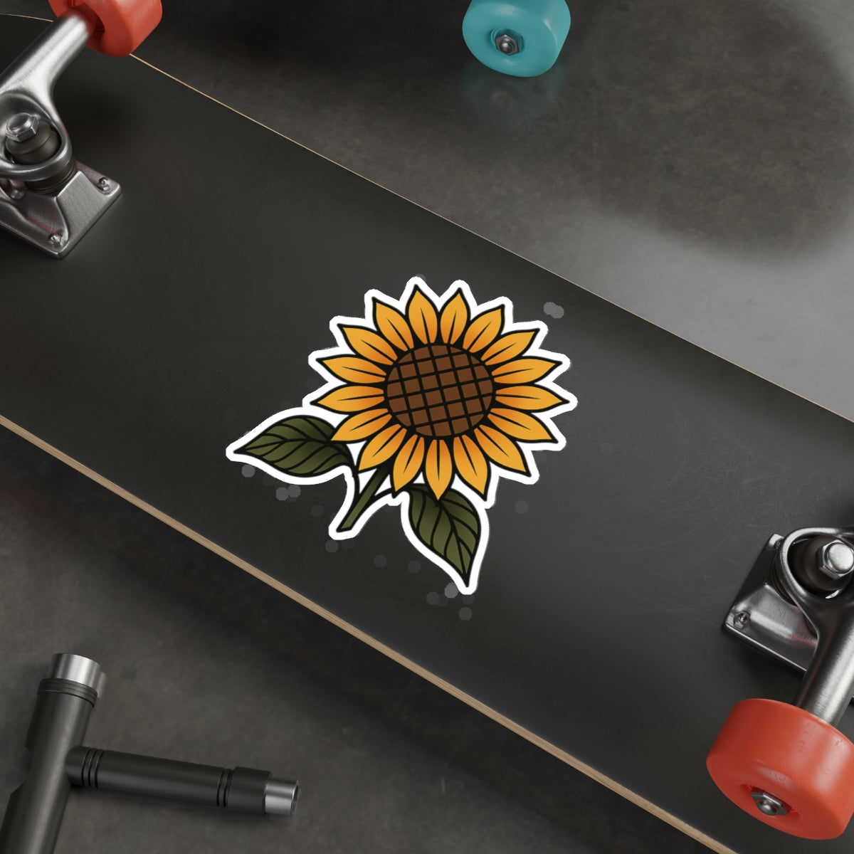Sunflower Tattoo Sticker – Bold Flash Floral Vinyl Decal