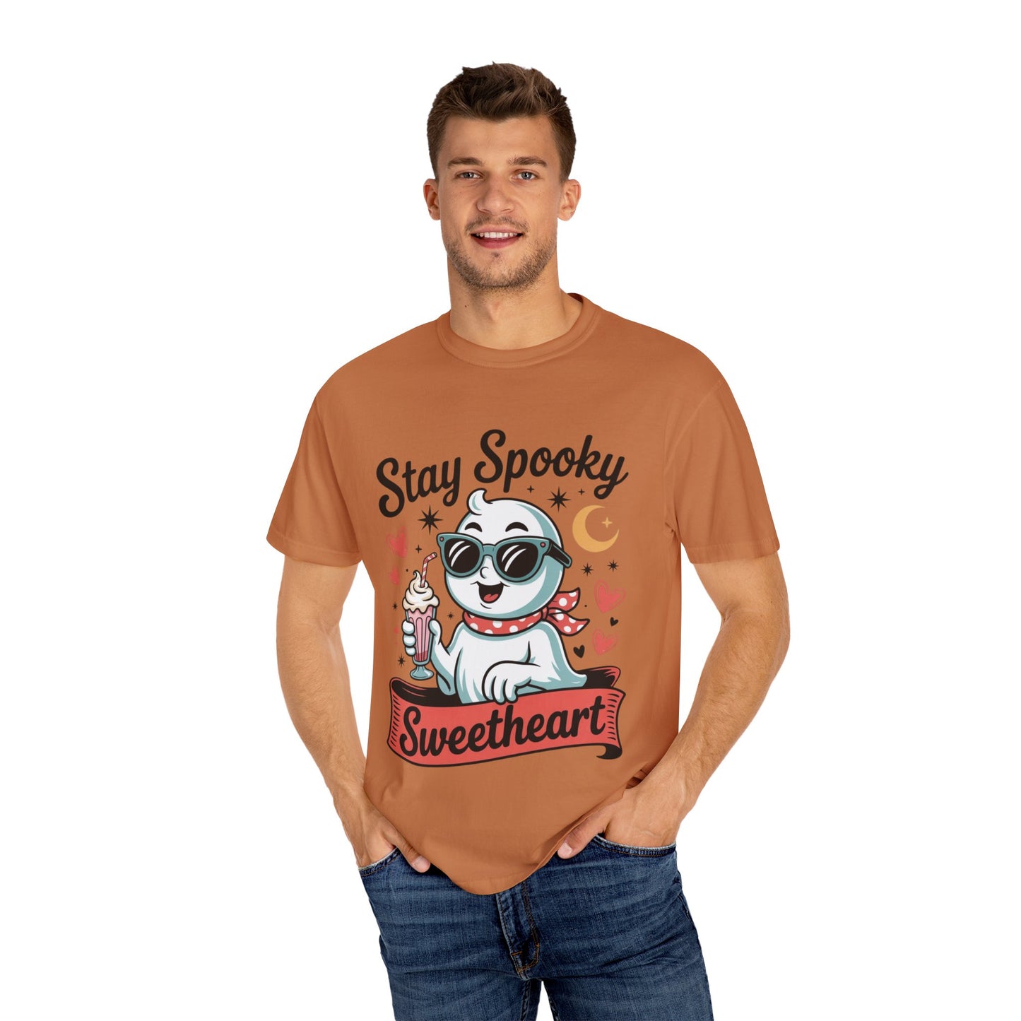 Stay Spooky Sweetheart Tee – Retro Ghost Milkshake Comfort Colors T-Shirt