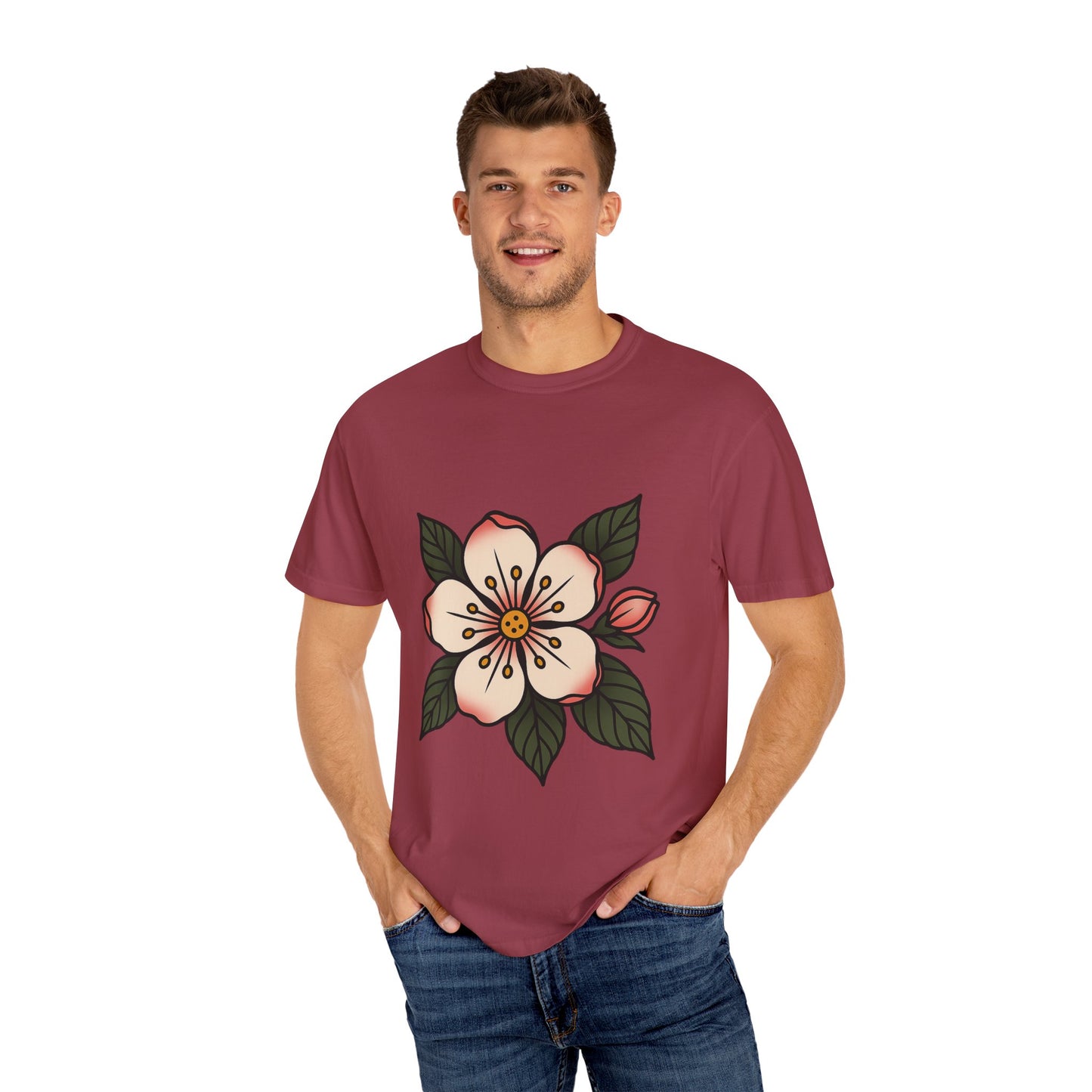 Traditional Blossom Tattoo Tee – Comfort Colors Unisex Garment-Dyed T-Shirt