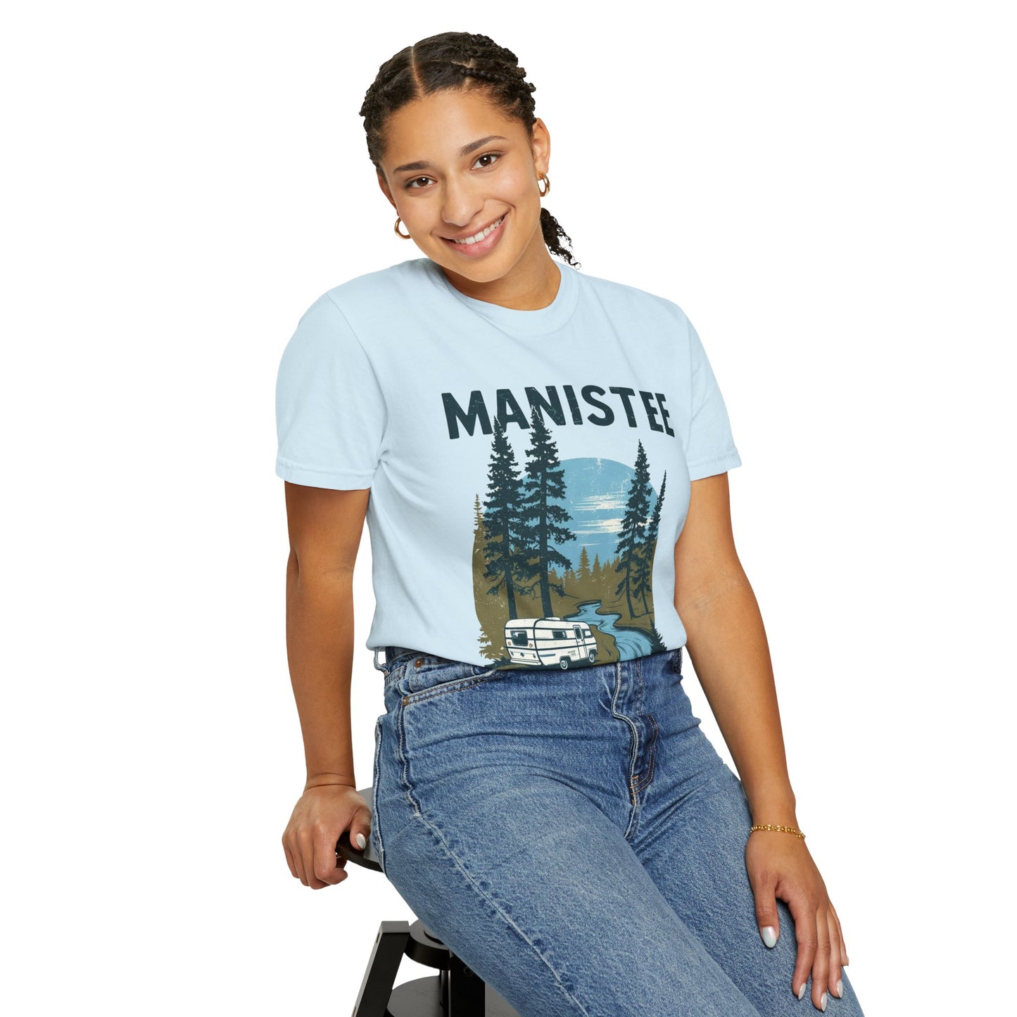 Manistee National Forest RV T-Shirt β Unisex Michigan Camping Tee with Trees & Camper Van Design
