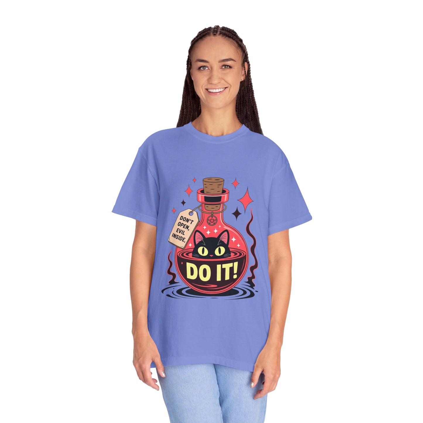 Evil Cat Potion Tee – Gothic Bottle Familiar Comfort Colors T-Shirt
