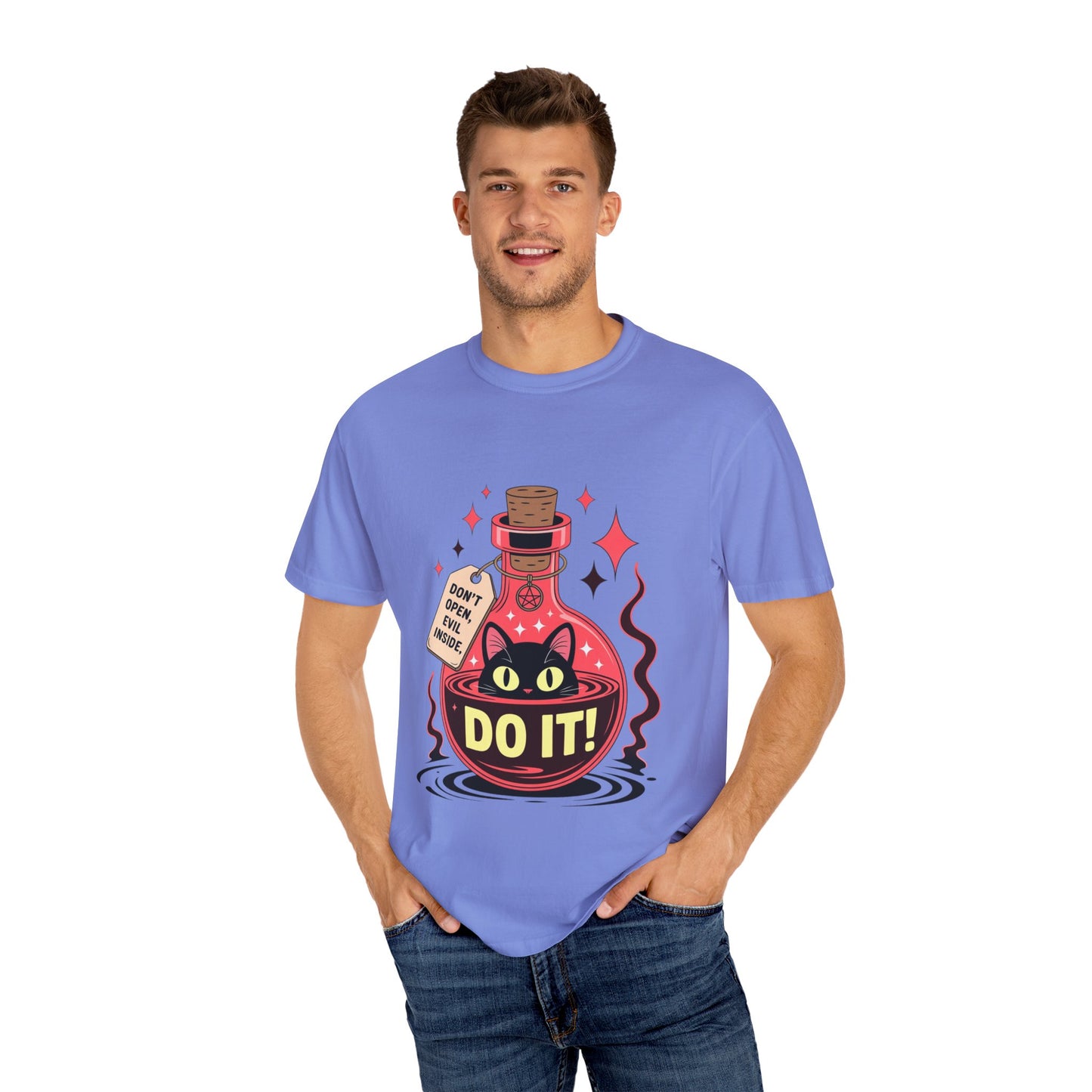 Evil Cat Potion Tee – Gothic Bottle Familiar Comfort Colors T-Shirt