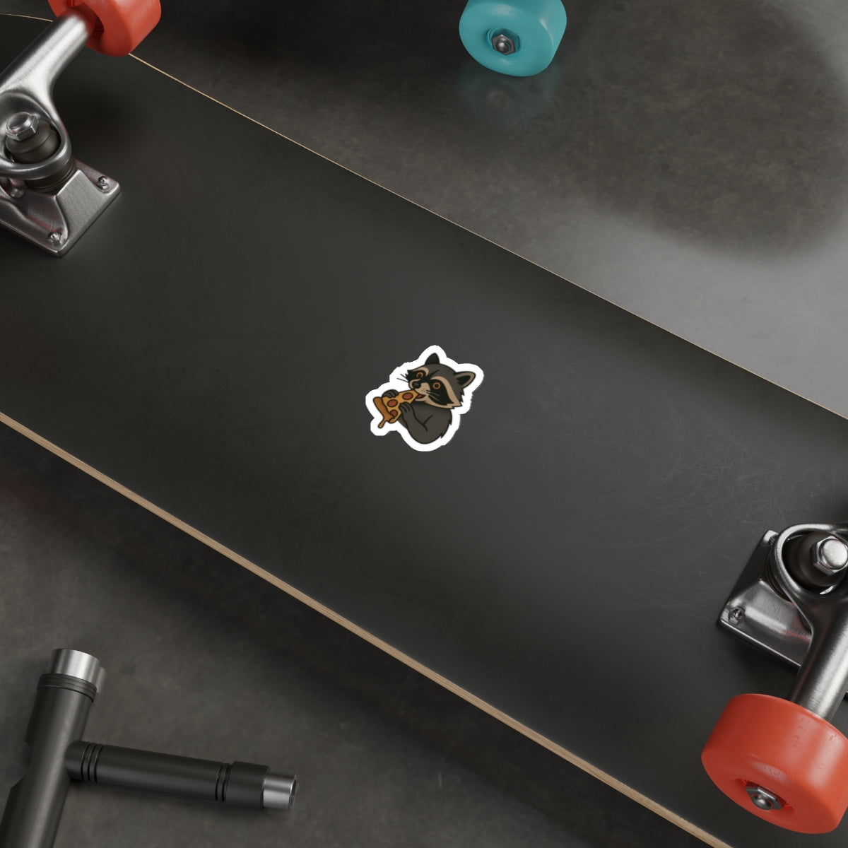 Pizza Raccoon Sticker – Mischievous Tattoo Style Vinyl Decal
