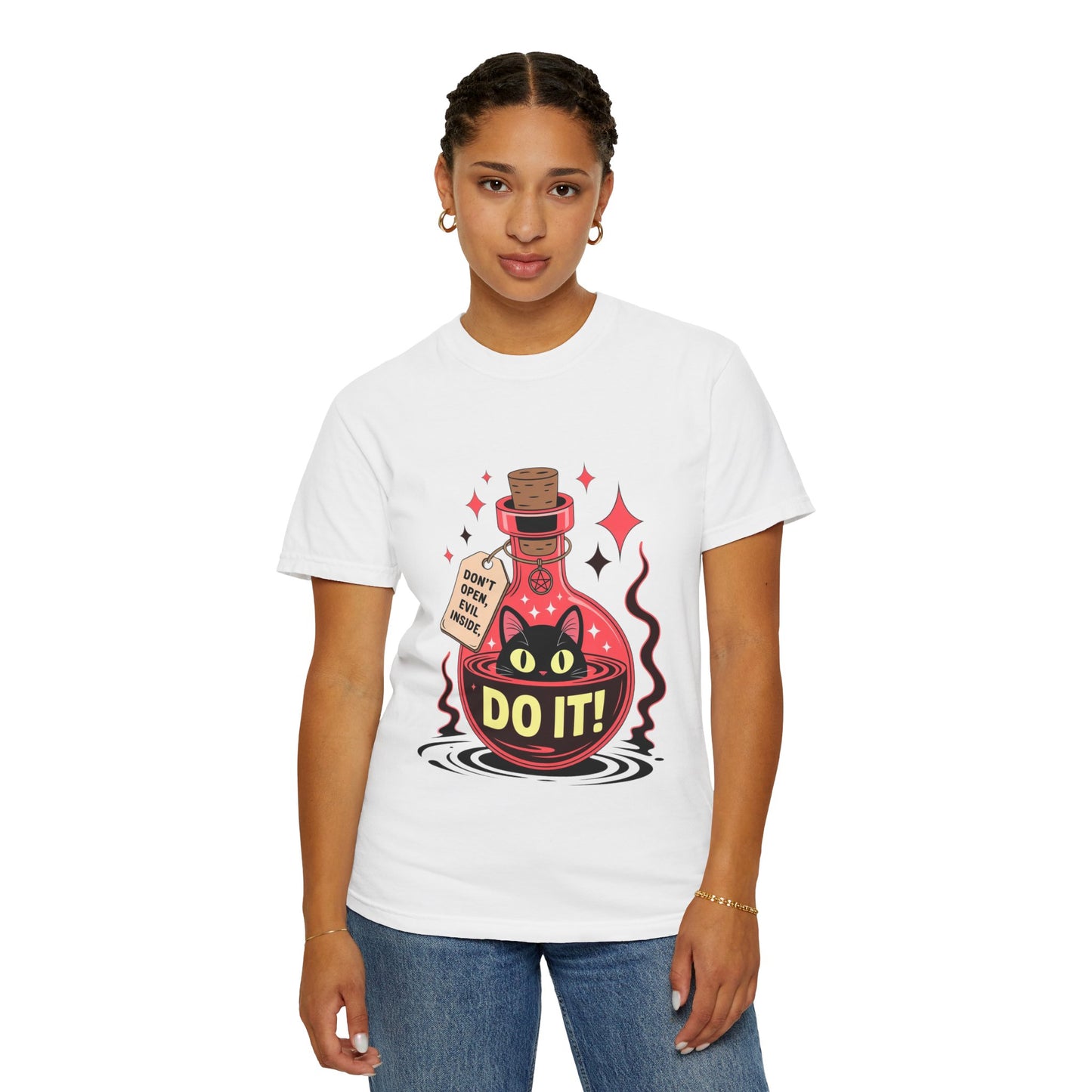 Evil Cat Potion Tee – Gothic Bottle Familiar Comfort Colors T-Shirt
