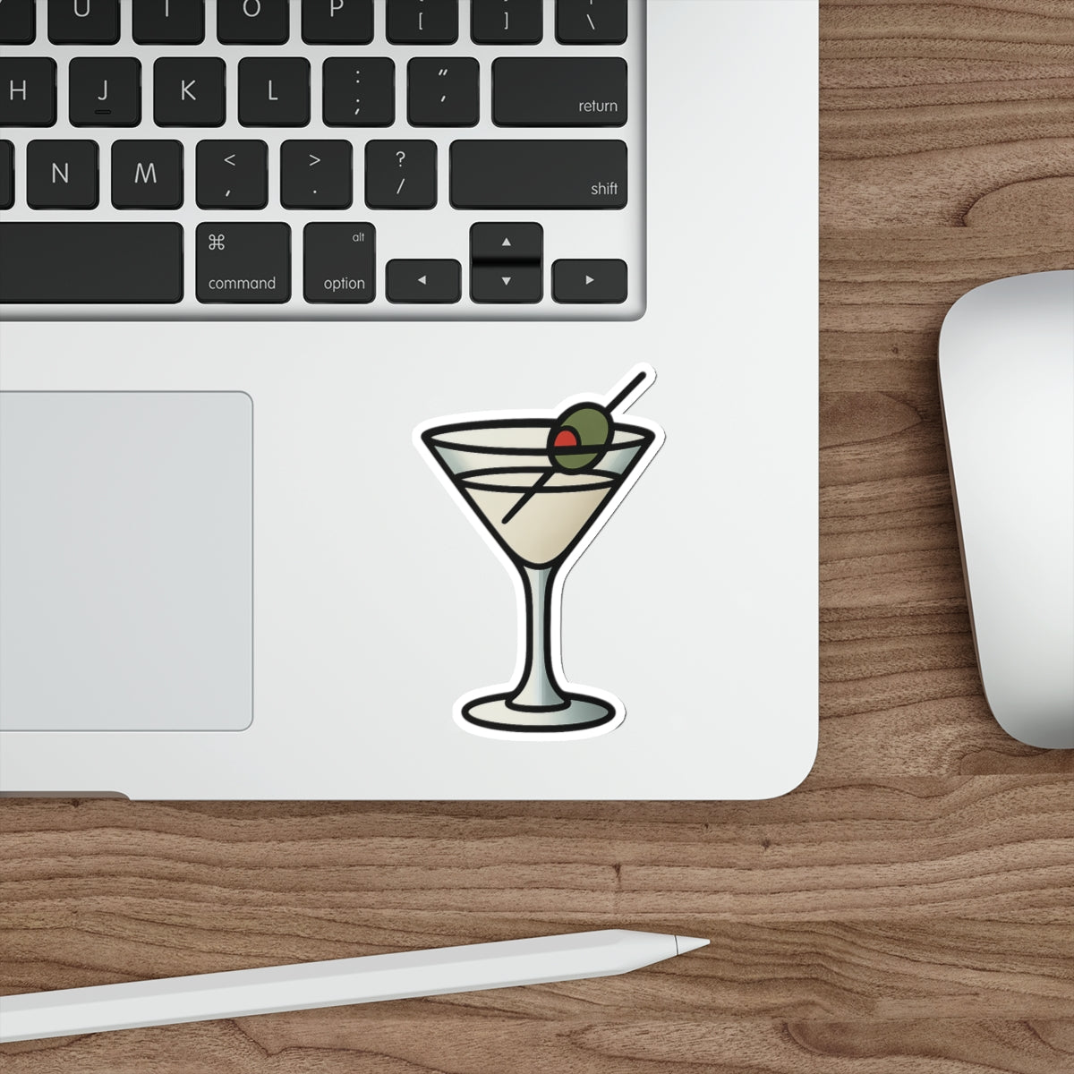 Martini Glass Sticker – Minimalist Cocktail Tattoo Style Vinyl Decal