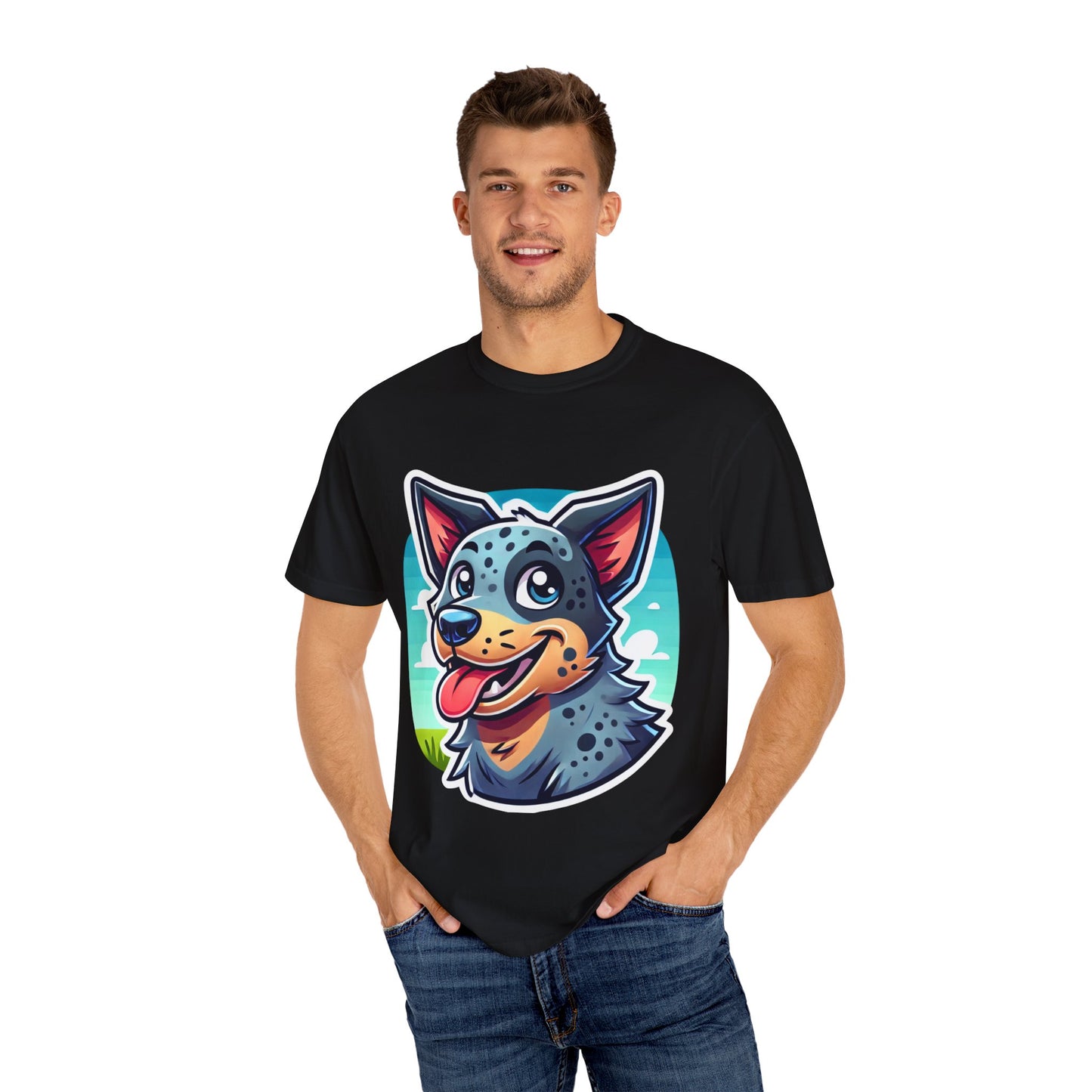 Happy Blue Heeler Cartoon Dog T-Shirt – Comfort Colors Unisex Garment-Dyed Tee