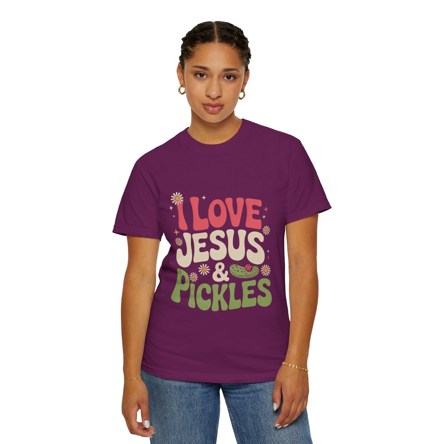 I Love Jesus & Pickles Tee – Faith Meets Flavor Comfort Colors T-Shirt
