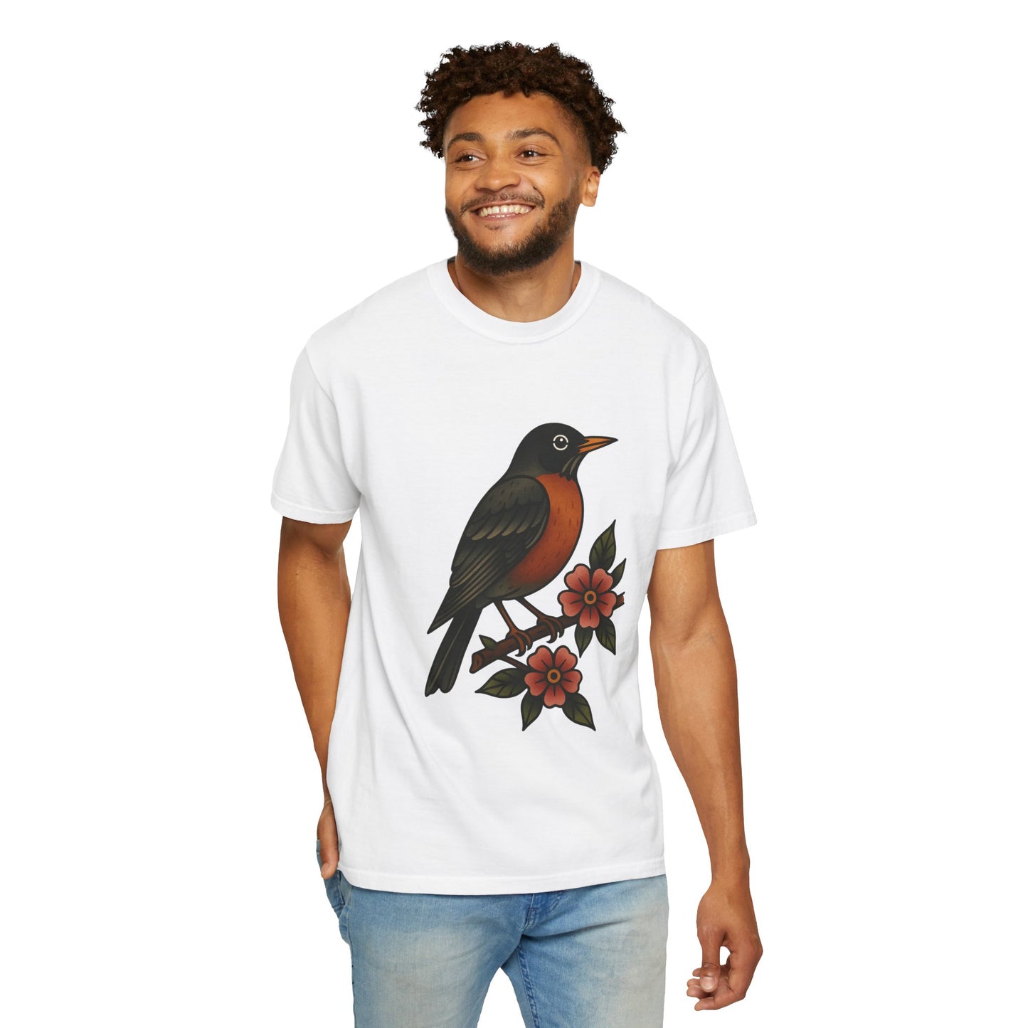 Robin & Wildflower Tattoo Tee – Comfort Colors Unisex Garment-Dyed T-Shirt