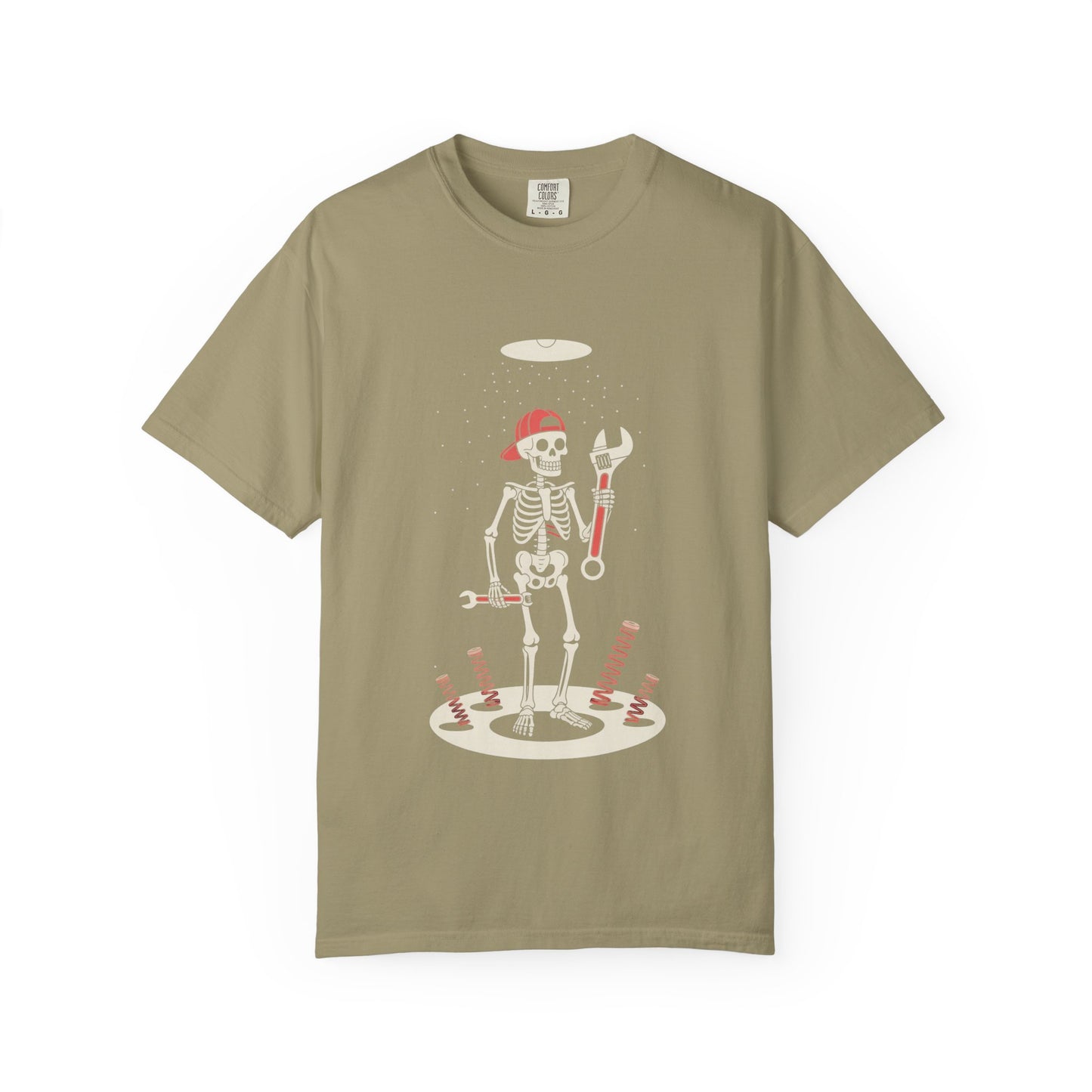 UFO Mechanic Skeleton Tee – Alien Abduction Fixer Shirt