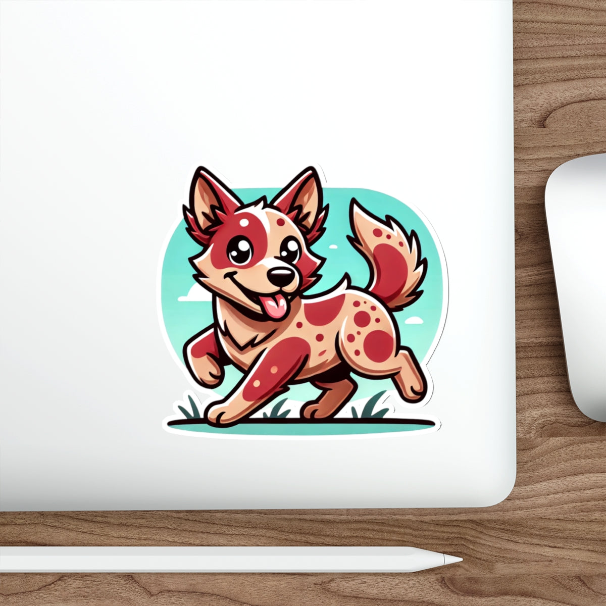 Red Heeler Cartoon Sticker – Cute Australian Cattle Dog Vinyl Decal