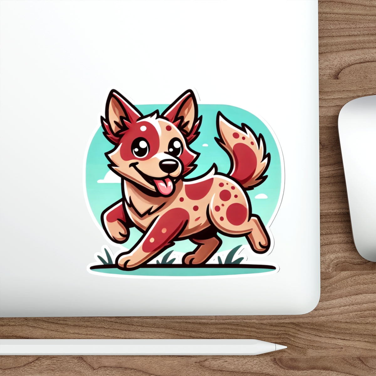 Red Heeler Cartoon Sticker – Cute Australian Cattle Dog Vinyl Decal